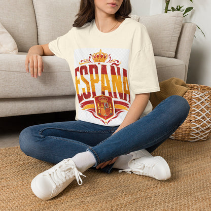 Spain Crown Graphic T-Shirt — Spanish Flag Vintage Crest Tee