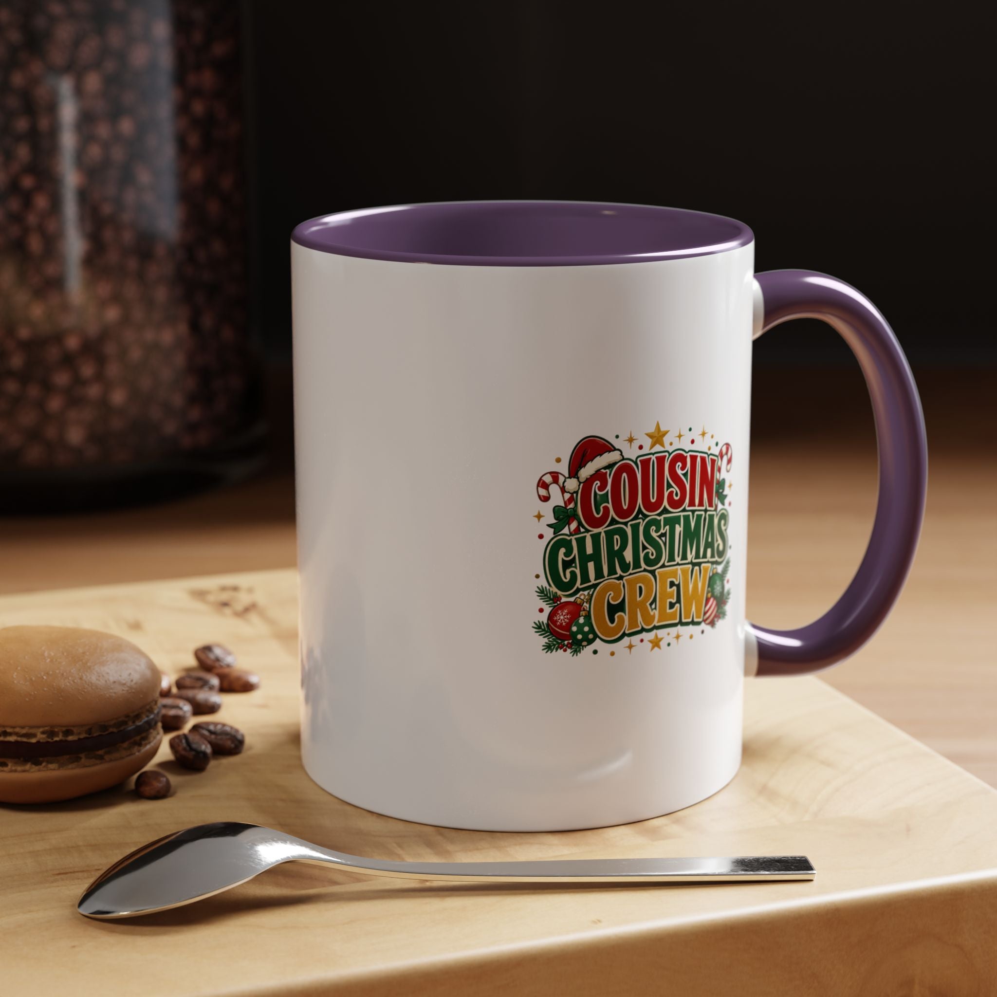 Cousin Christmas Crew Accent Coffee Mug — Holiday Family Christmas Coffee Cup