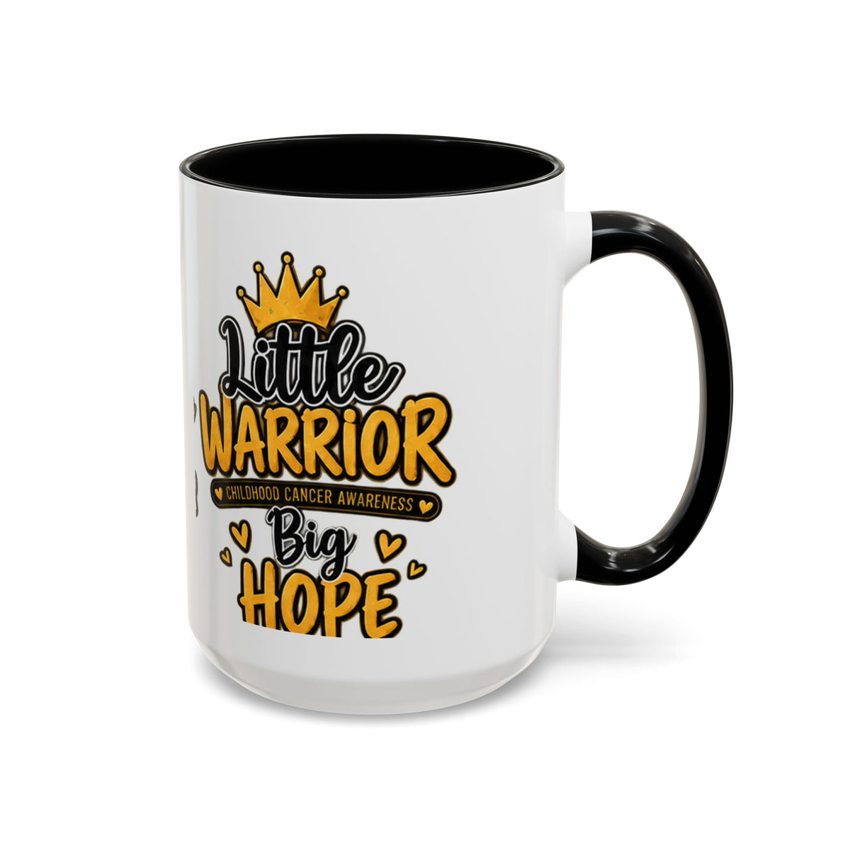 Little Warrior Childhood Cancer Awareness Coffee Mug – "Big Hope" Accent Mug