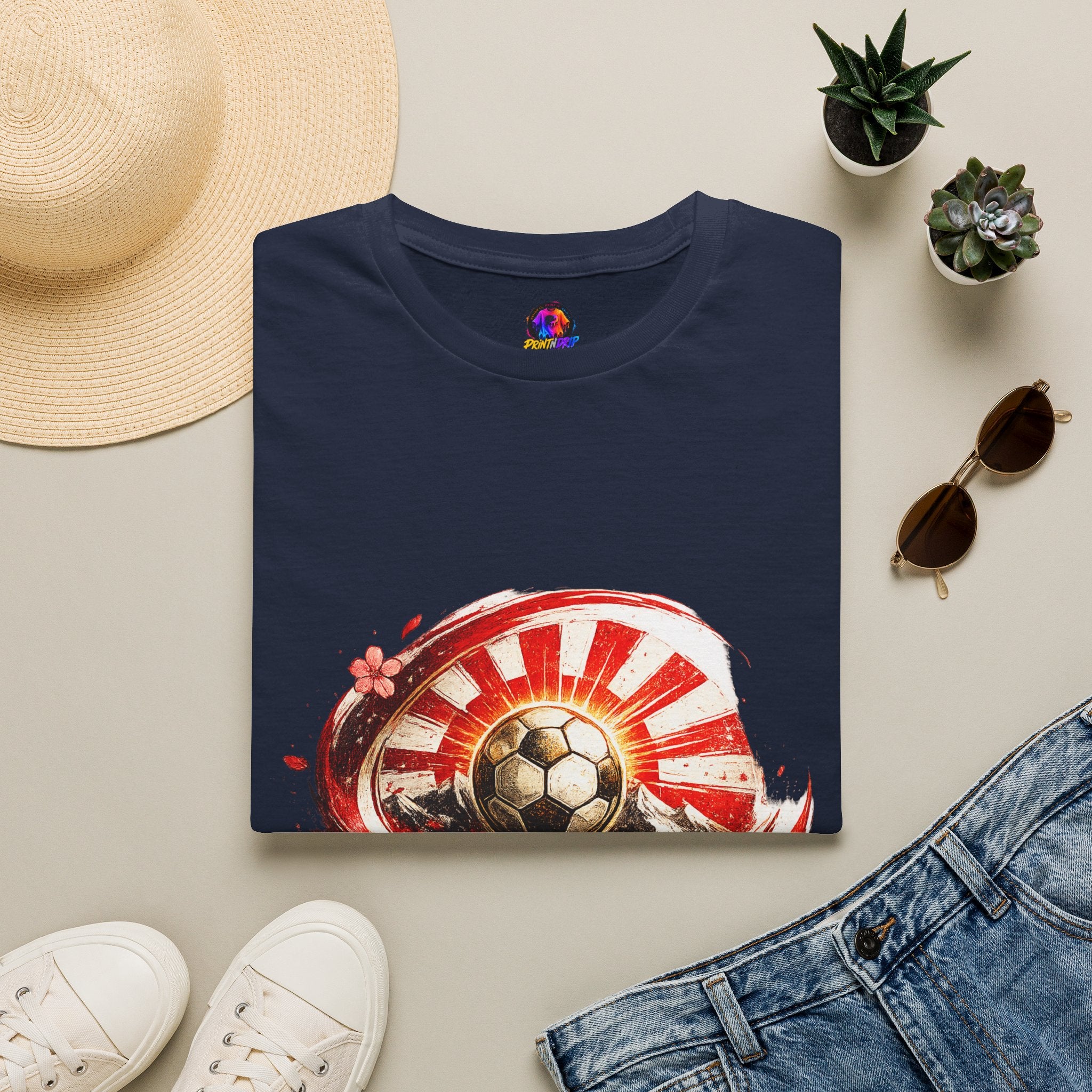 Japan Soccer T‑Shirt — Rising Sun Football Graphic