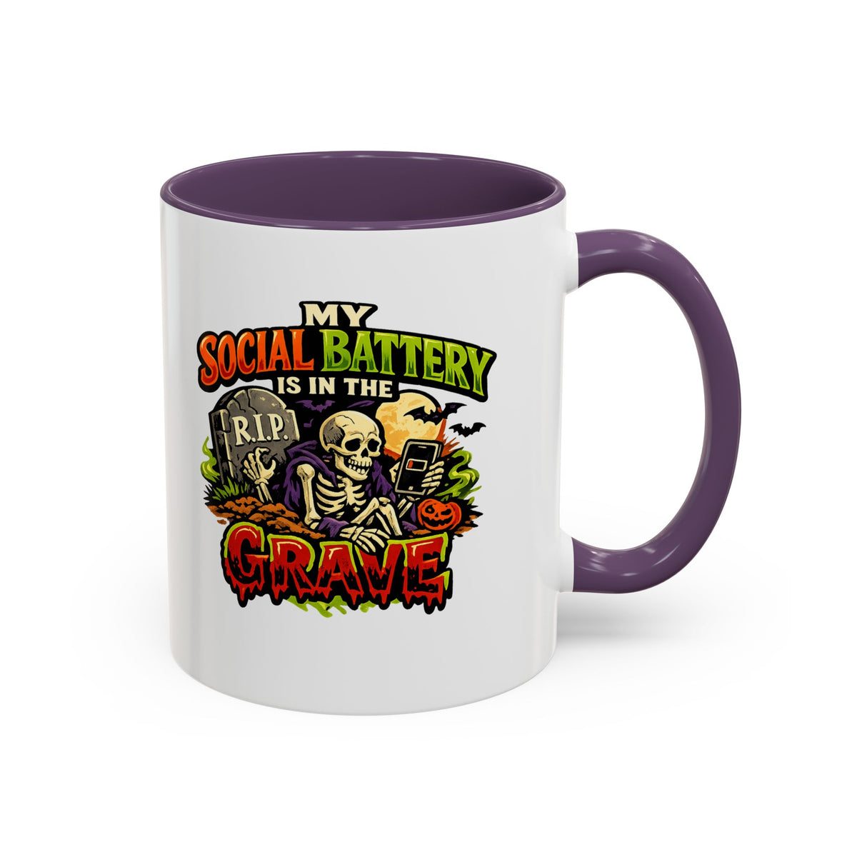 Halloween  Social Battery Is Low Accent Coffee Mug
