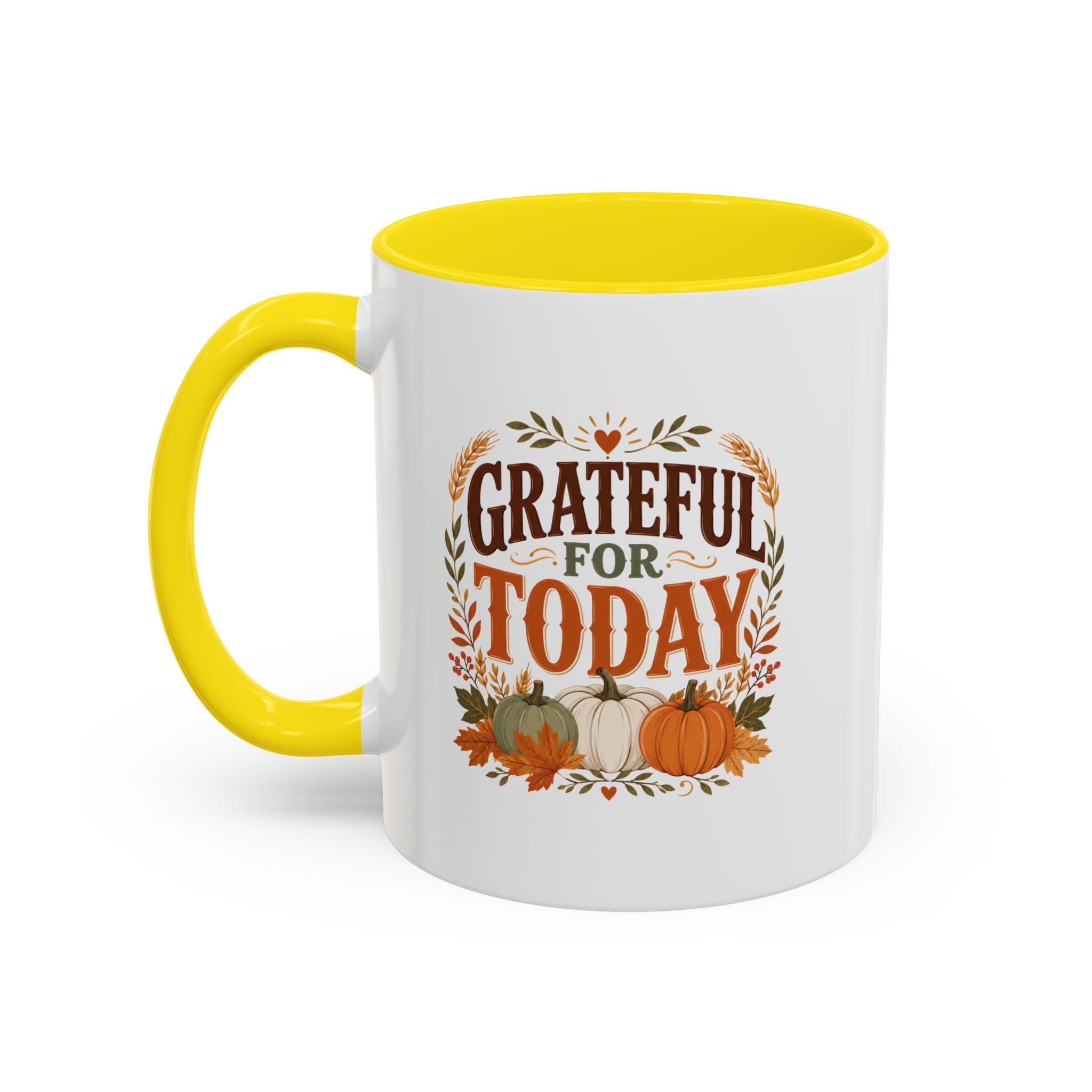 Thanksgiving Mug Grateful For Today Coffee Mug — Thanksgiving Pumpkin Fall Ceramic Accent Mug