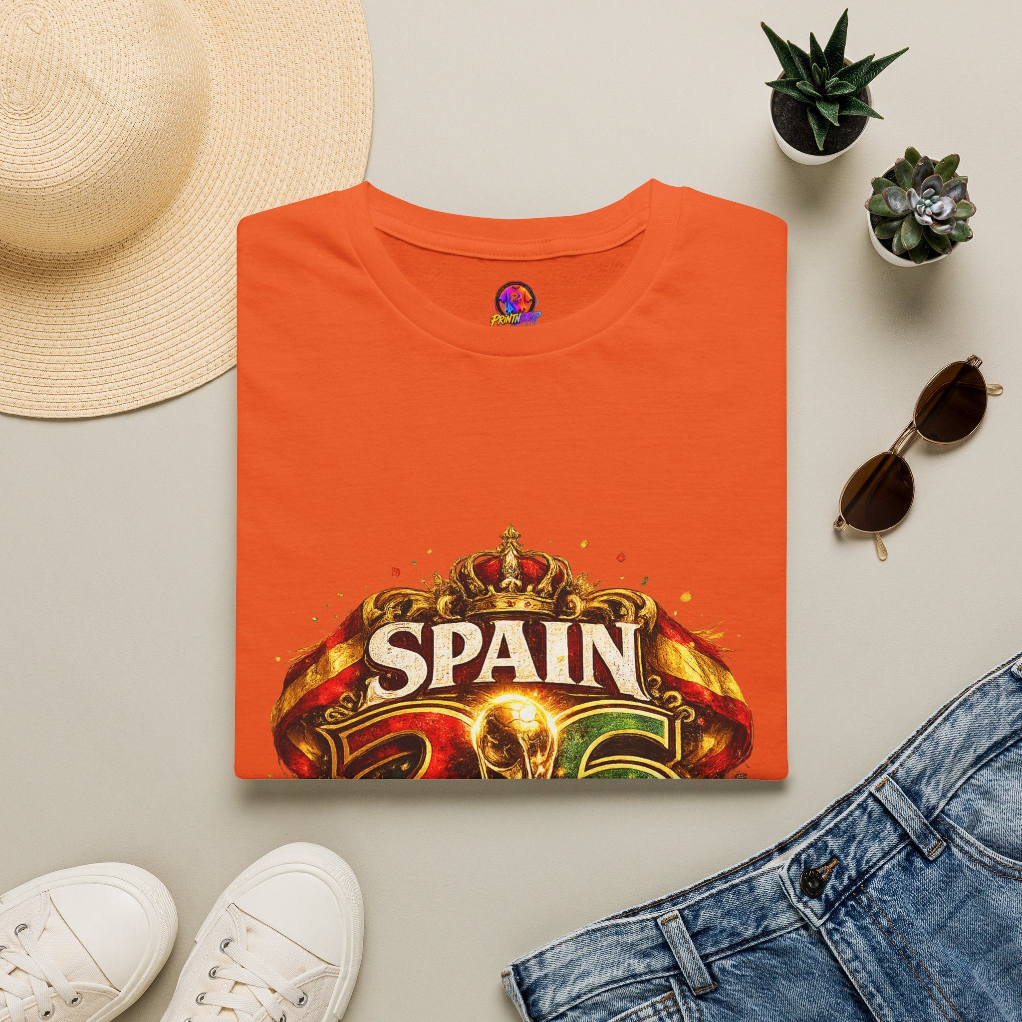 Spain 26 Graphic T-Shirt — Vintage Crowned Soccer Fan Tee