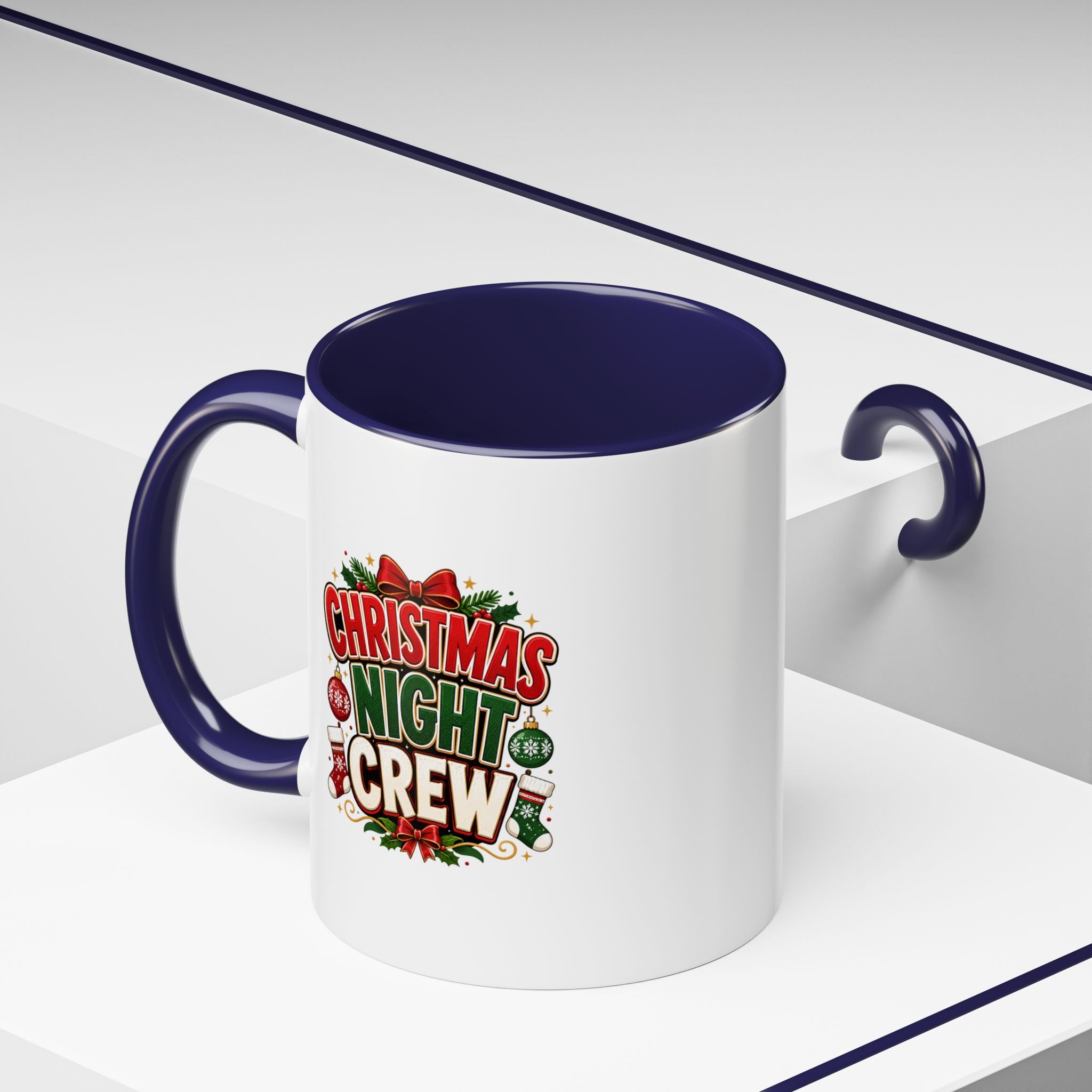 Christmas Night Crew Accent Coffee Mug – Festive Holiday Coffee Cup