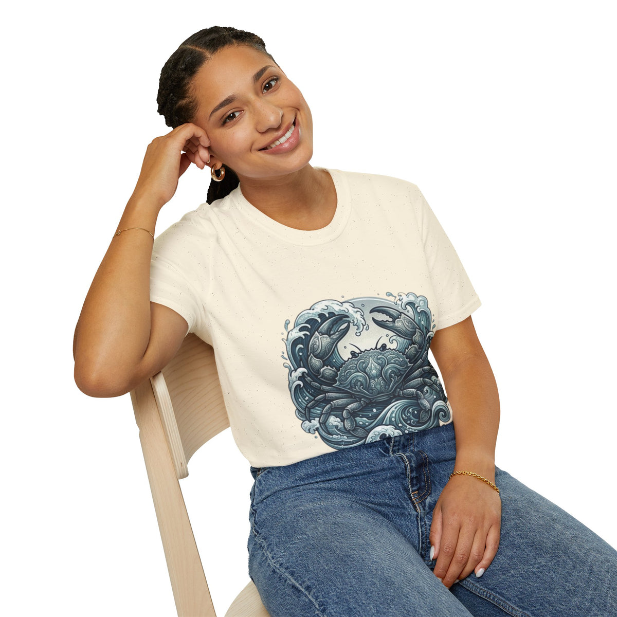 Crab and Waves Graphic T-Shirt — Coastal Oceanic Nautical Tee