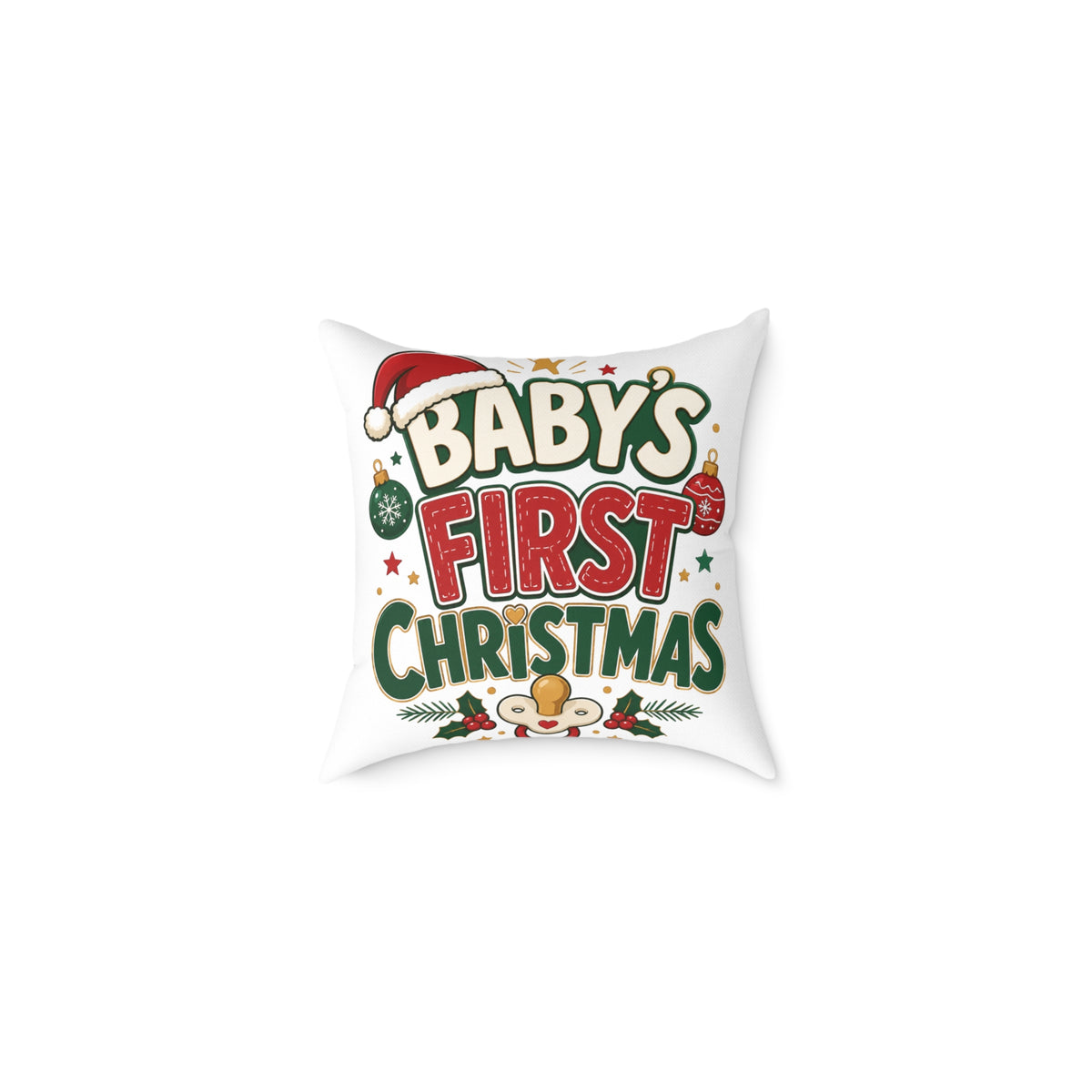 Baby's  First Christmas Square Poly Canvas Pillow