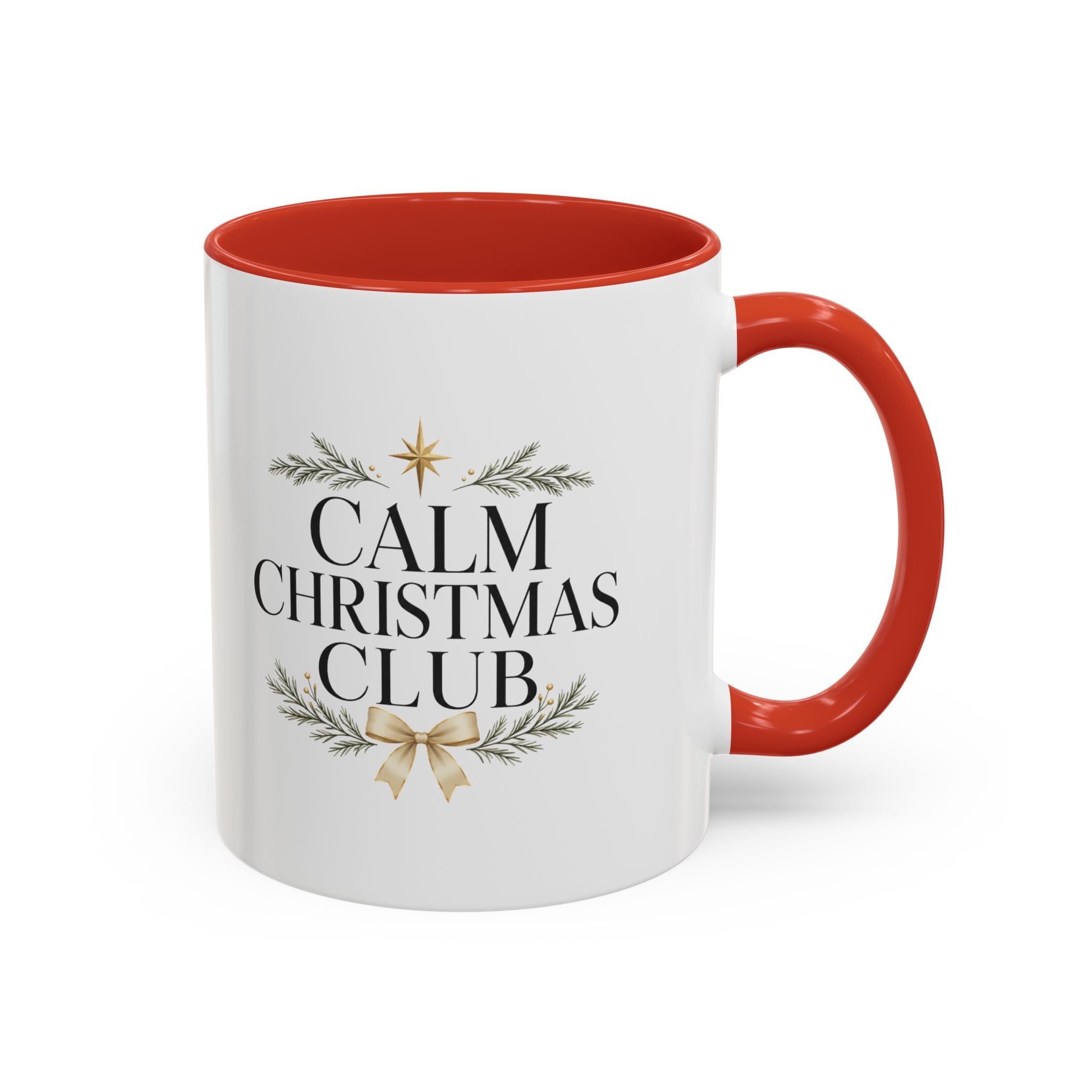 Christmas Calm Christmas Club Accent Coffee Mug — Holiday Floral Wreath
