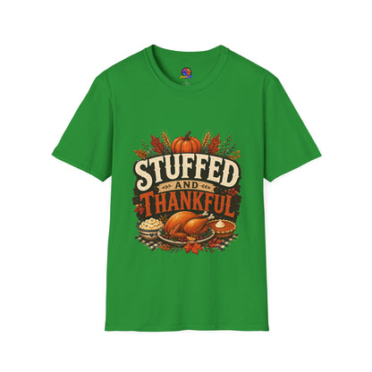 Stuffed and Thankful T-Shirt — Thanksgiving Pumpkin Fall Graphic Tee