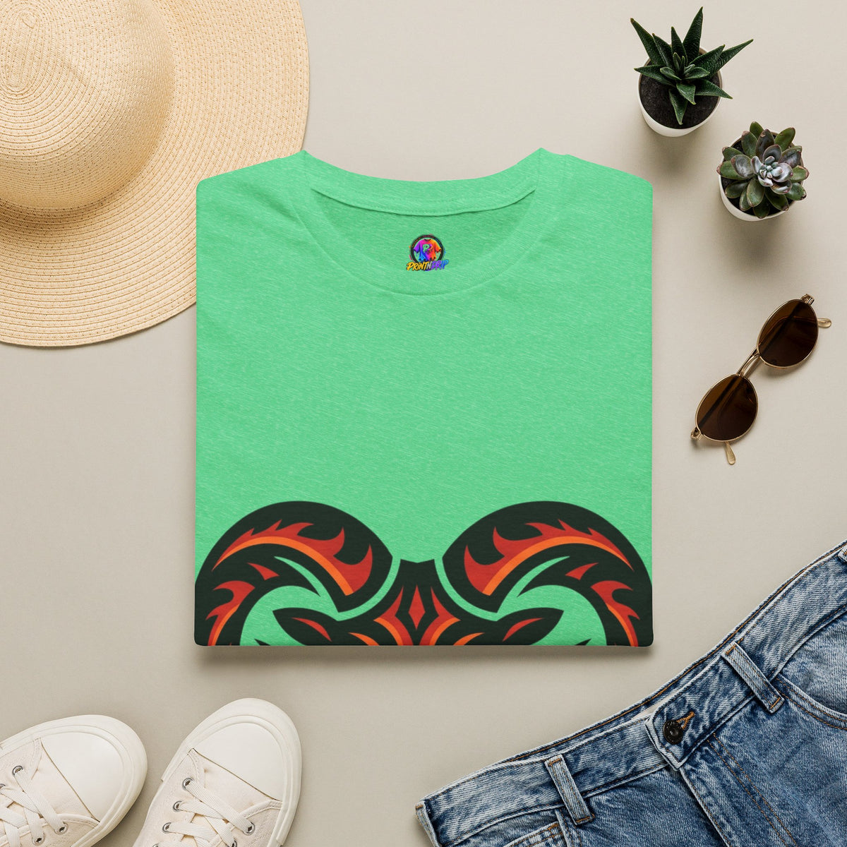 Aries Zodiac Ram Head Graphic T-Shirt — Tribal Flame Aries Design