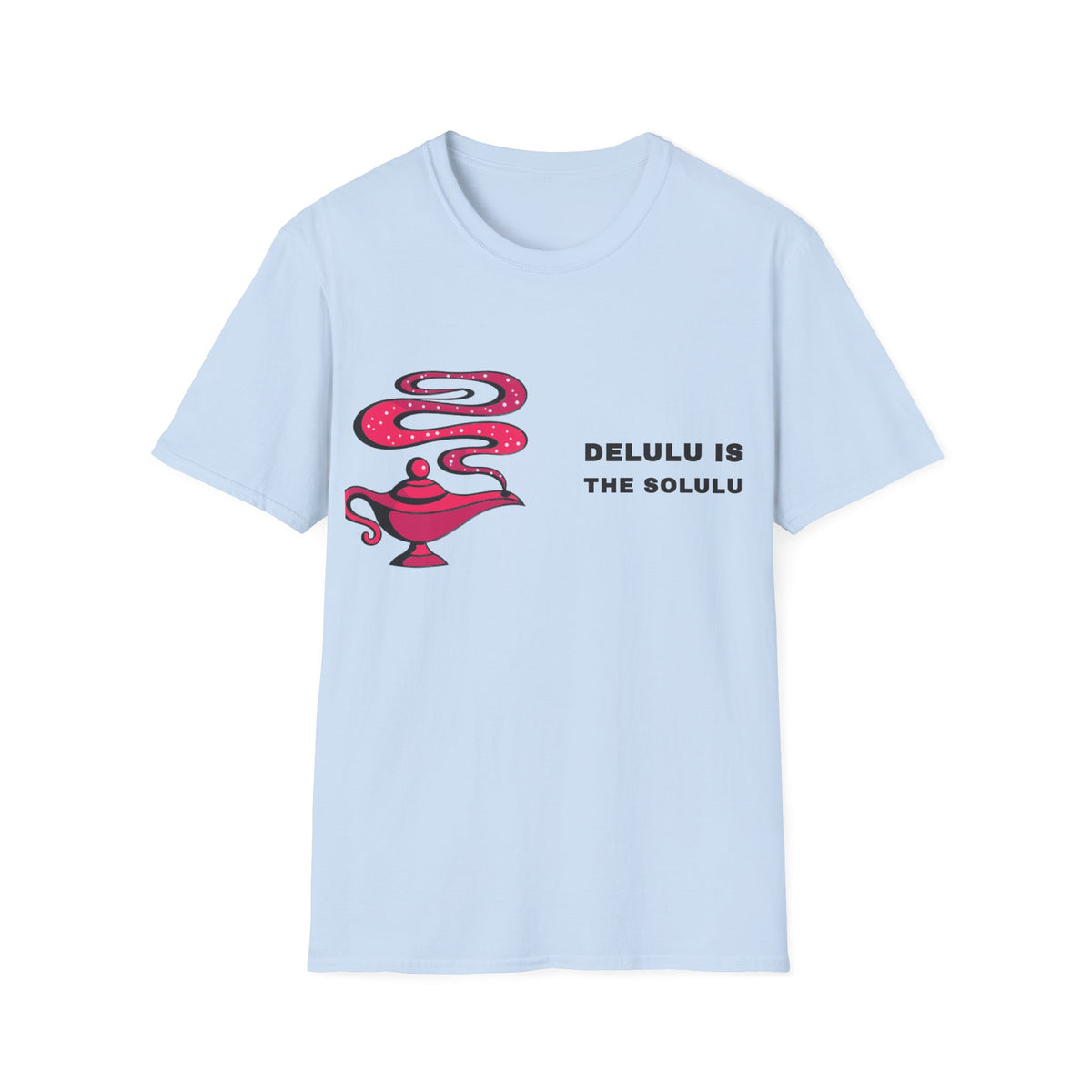 Genie Lamp Graphic T-Shirt — 'Delulu' Vaporwave Snake Design - Trending Now - September 2026