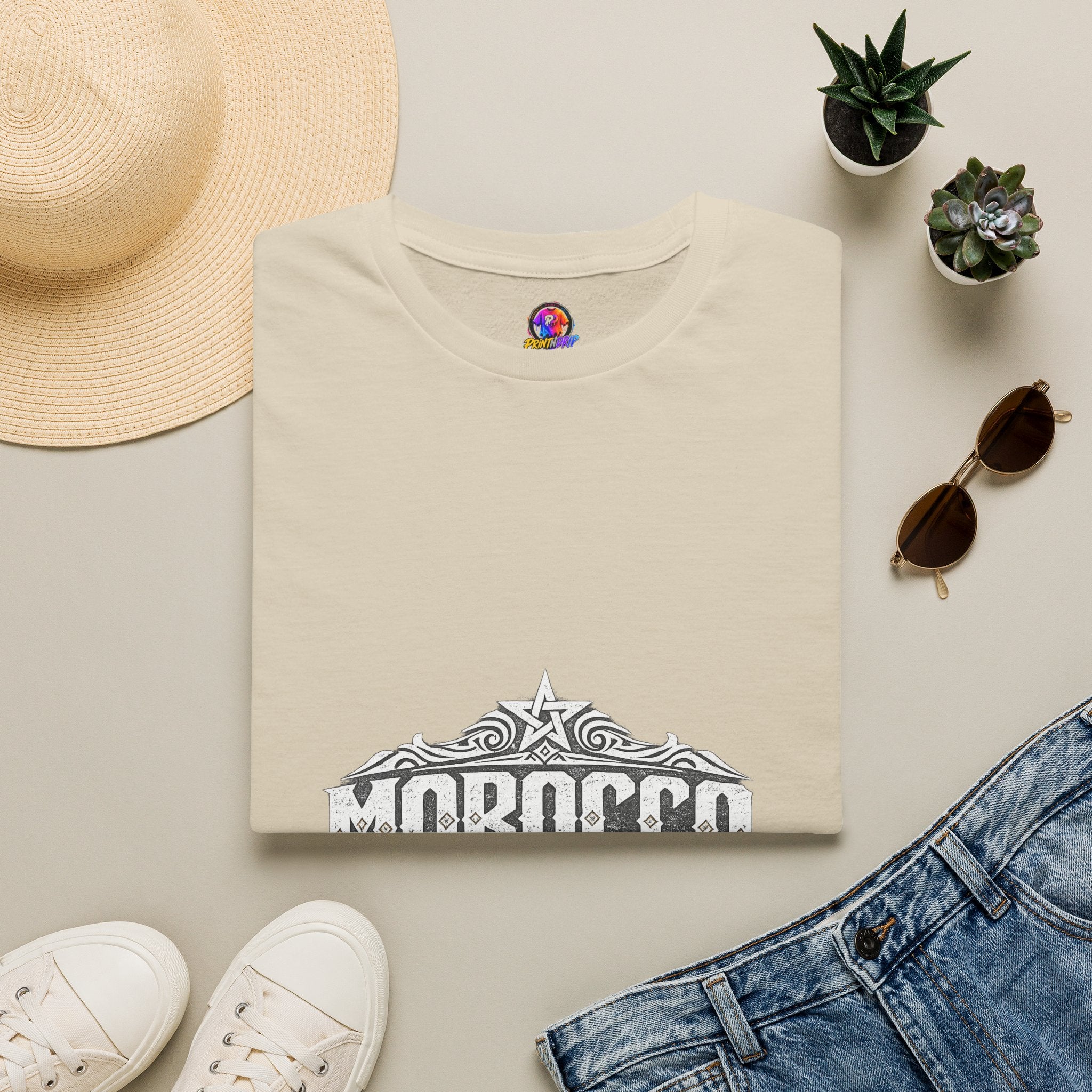Morocco Vintage Graphic T-Shirt — Travel Tee with Ornamental Crest