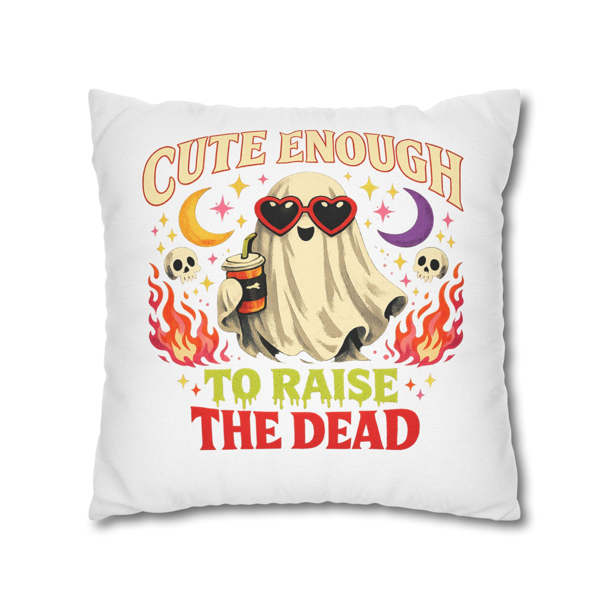 Halloween Cute Enough to Raise the Dead Ghost Pillowcase — Halloween Decorative Throw Pillow Cover