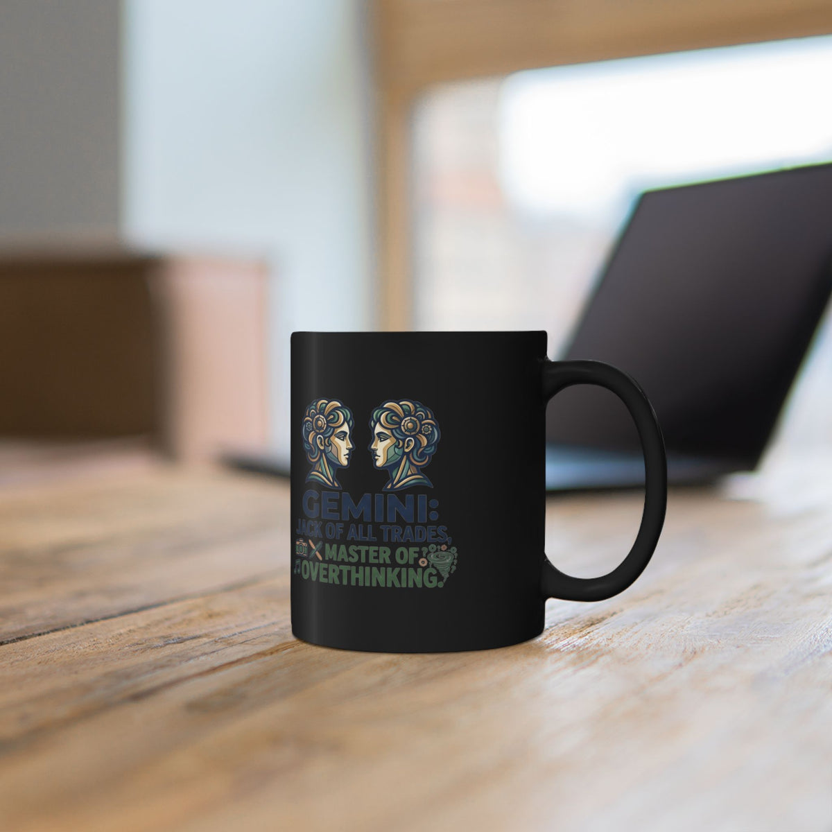Gemini Zodiac Black Mug