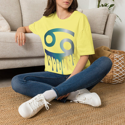 Cancer Zodiac T‑Shirt — Dripping Gradient Astrology Tee (Cancer Symbol)
