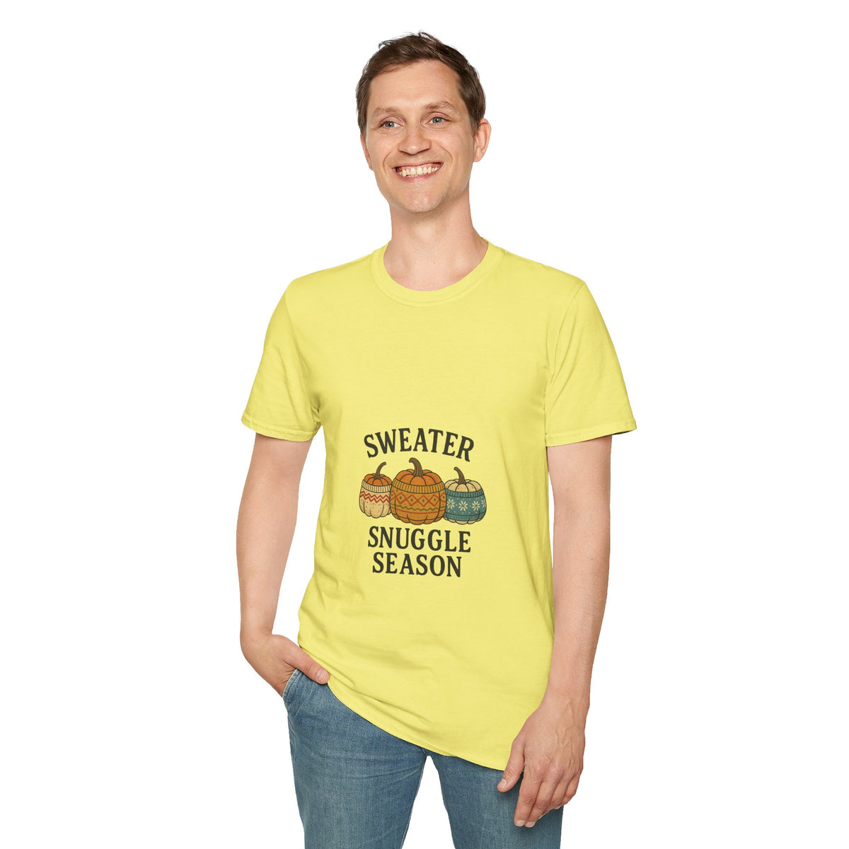 Sweater Snuggle Season T-Shirt — Cozy Fall Pumpkin Sweater Graphic Tee - Trending Now - October 2026