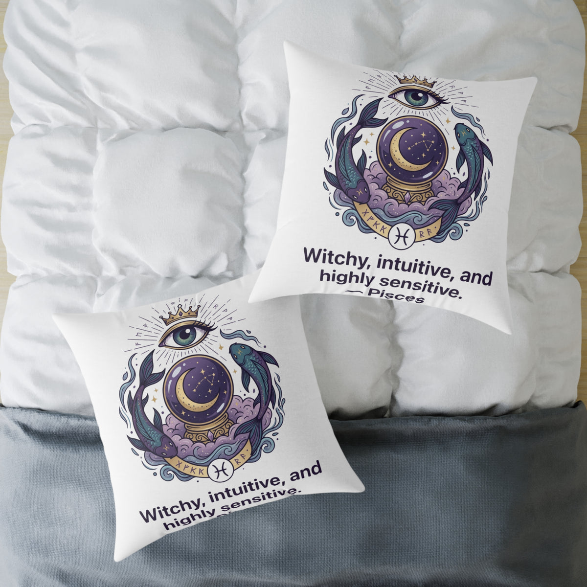 Pisces Zodiac Highly Sensitive And Intuitive Square Poly Canvas Pillow