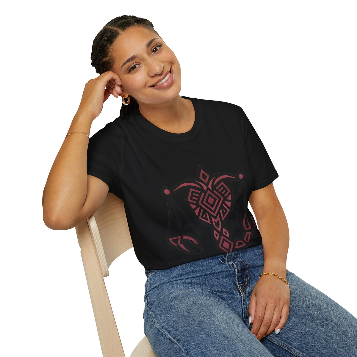 Libra Scales Graphic T‑Shirt — Tribal Zodiac Balance Design