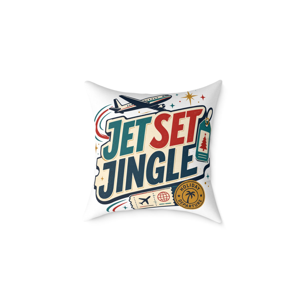 Jet Set Jingle Modern Day Christmas Square Poly Canvas Pillow