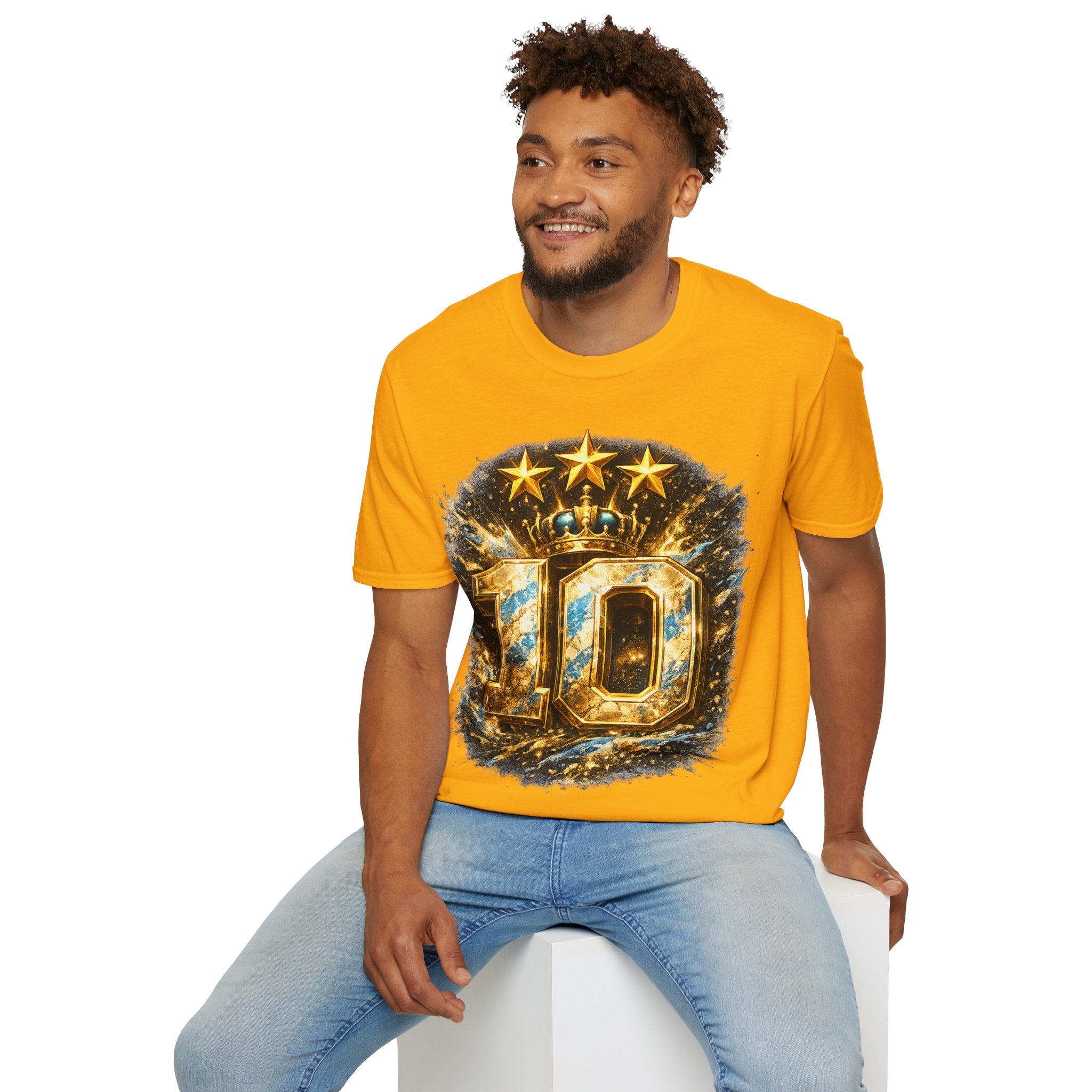 Argentina, MESSI #10 T-Shirt — Gold Crown '10' Victory Graphic Tee