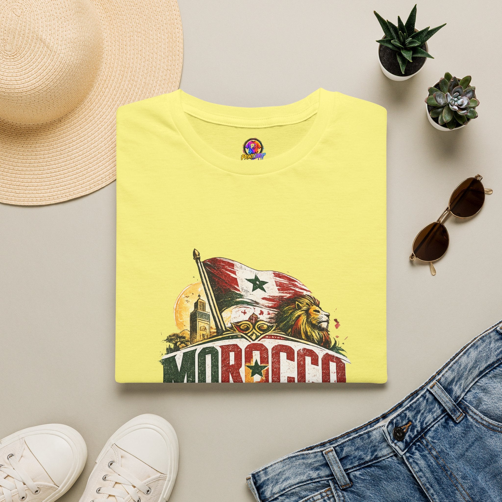Morocco Soccer T-Shirt — Vintage Flag & Lion Football Tee