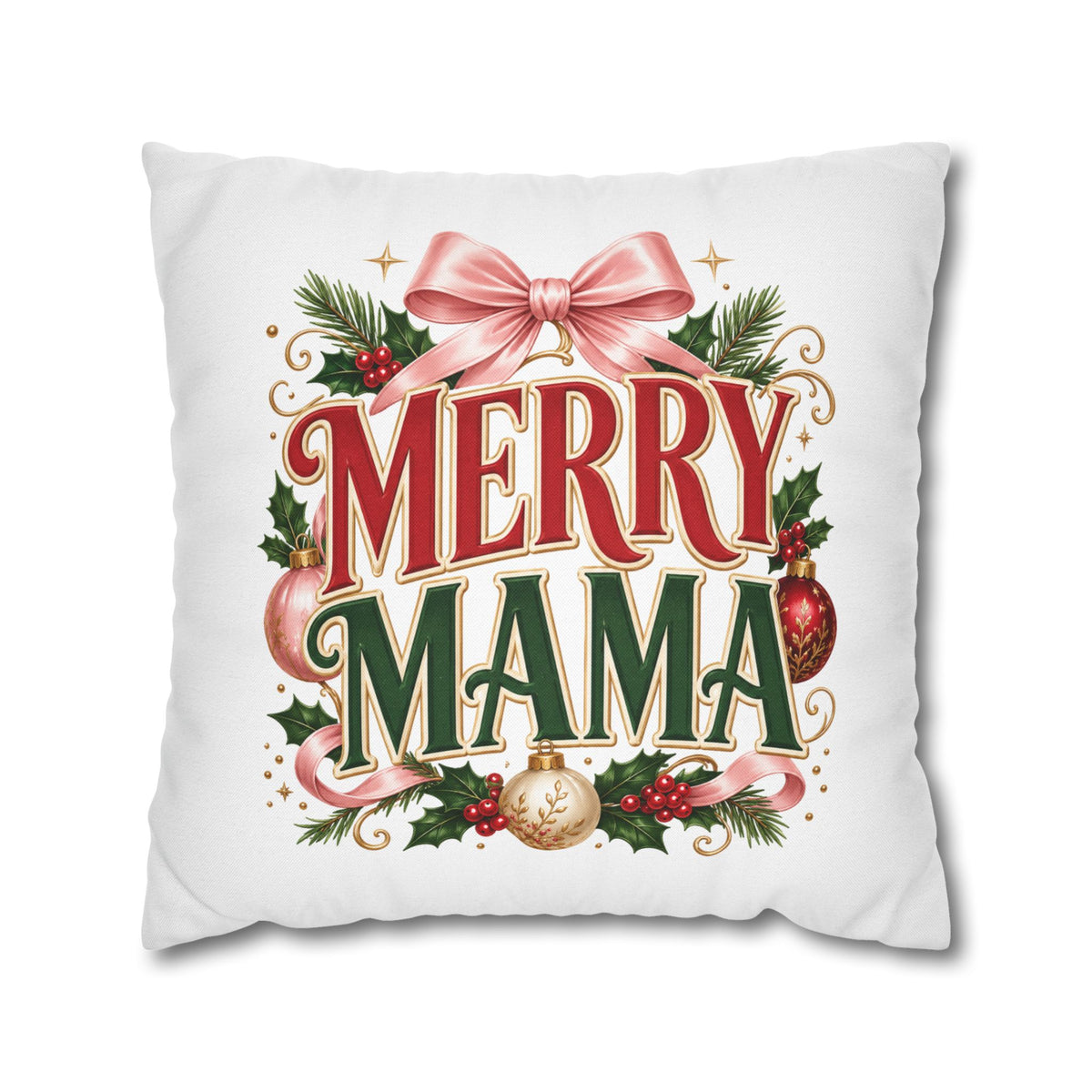 Merry Mama Christmas Pillowcase — Festive Holiday Decorative Pillow Cover