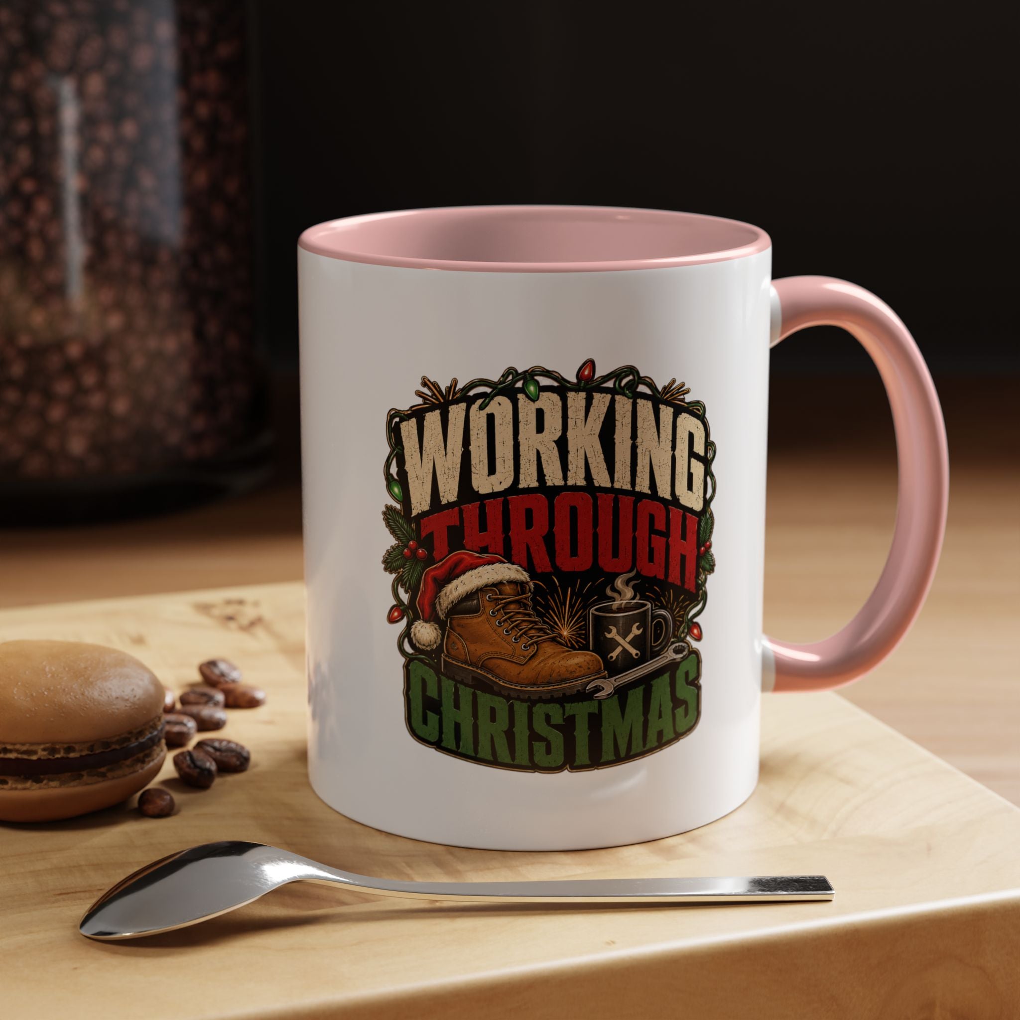 Modern Day Christmas Working Through Christmas Coffee Mug — Funny Holiday Work & Overtime Gift