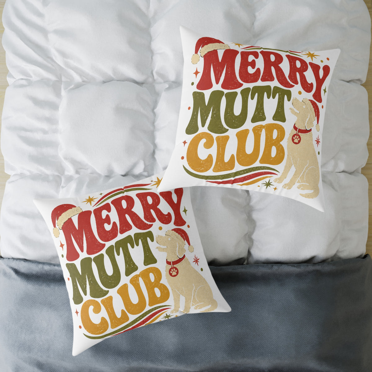 Merry Mutt Club Holiday Modern Day Christmas  Pillow