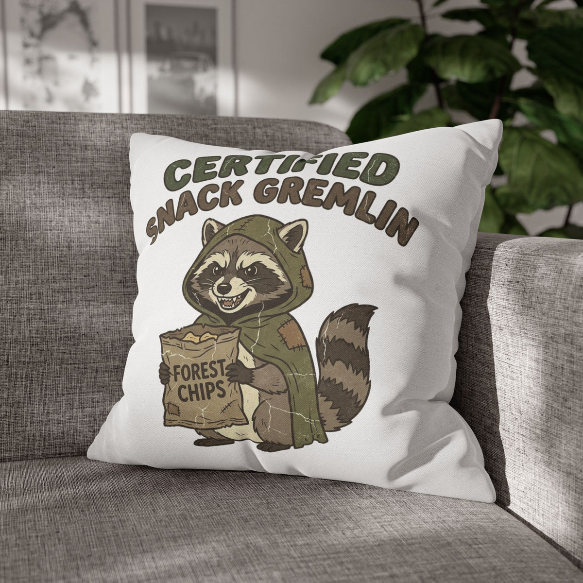 Funny Certified Snack Gremlin Raccoon Throw Pillowcase