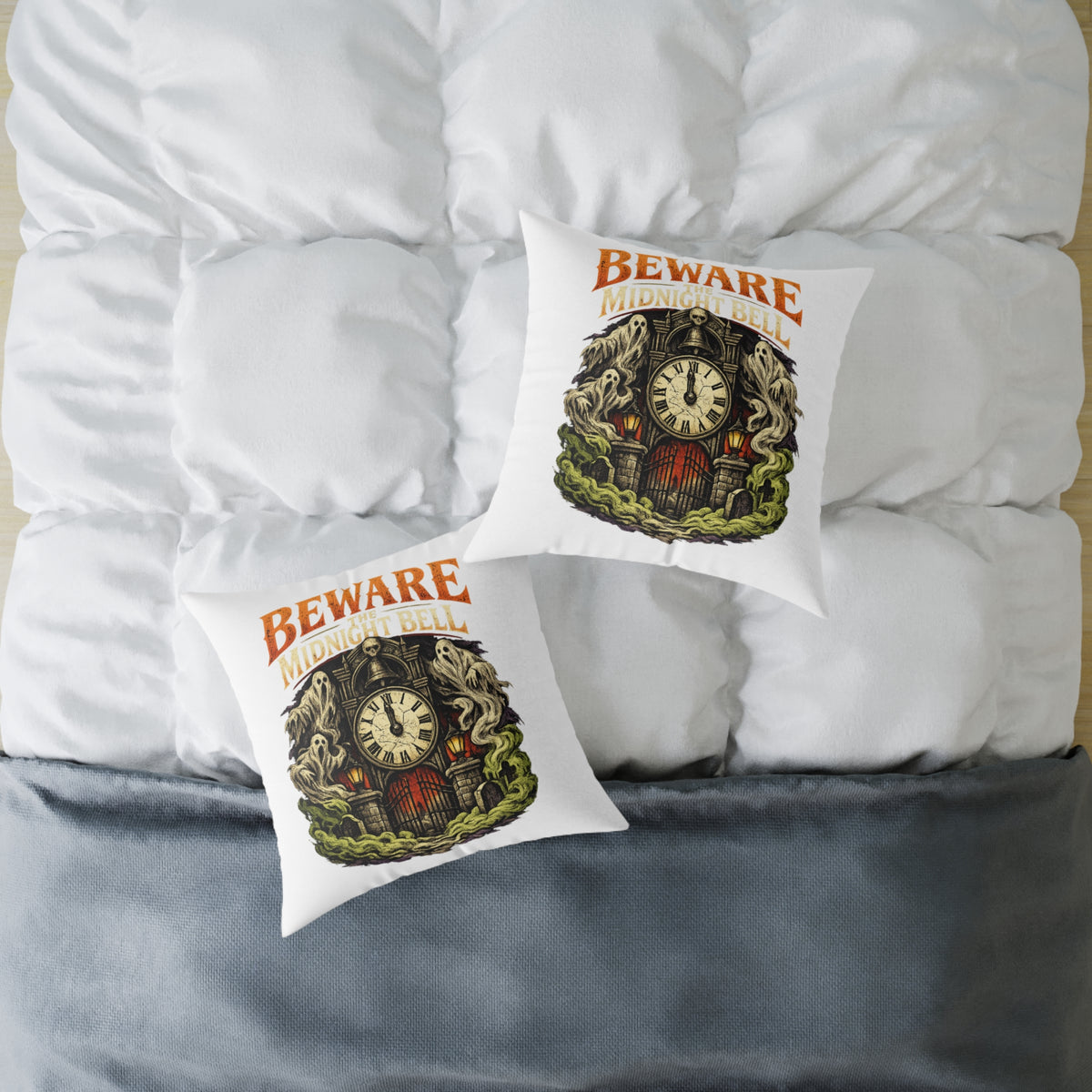 Halloween Beware Of Midnight Square Poly Canvas Pillow