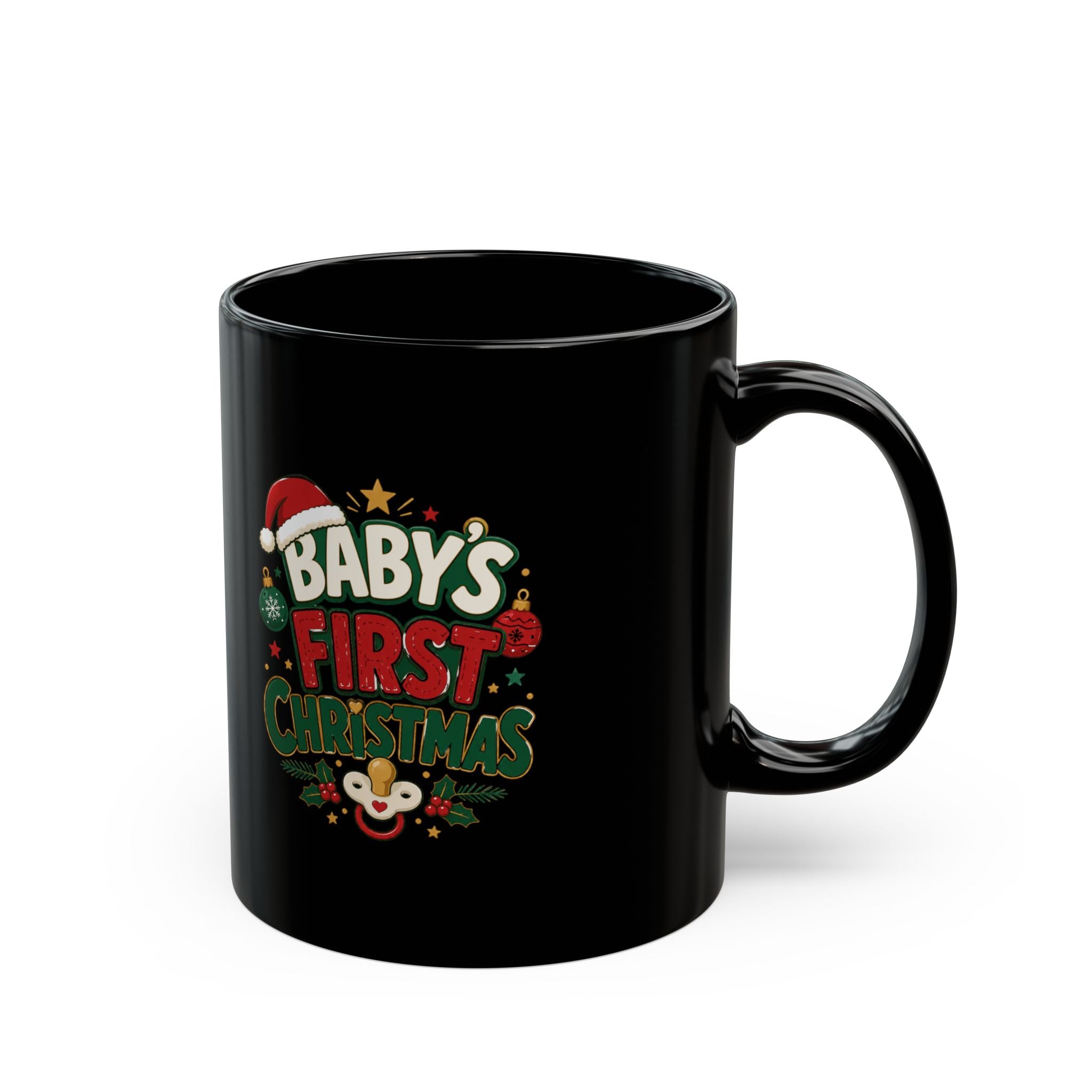 Baby's First Christmas Black Mug — Festive Holiday Coffee Cup
