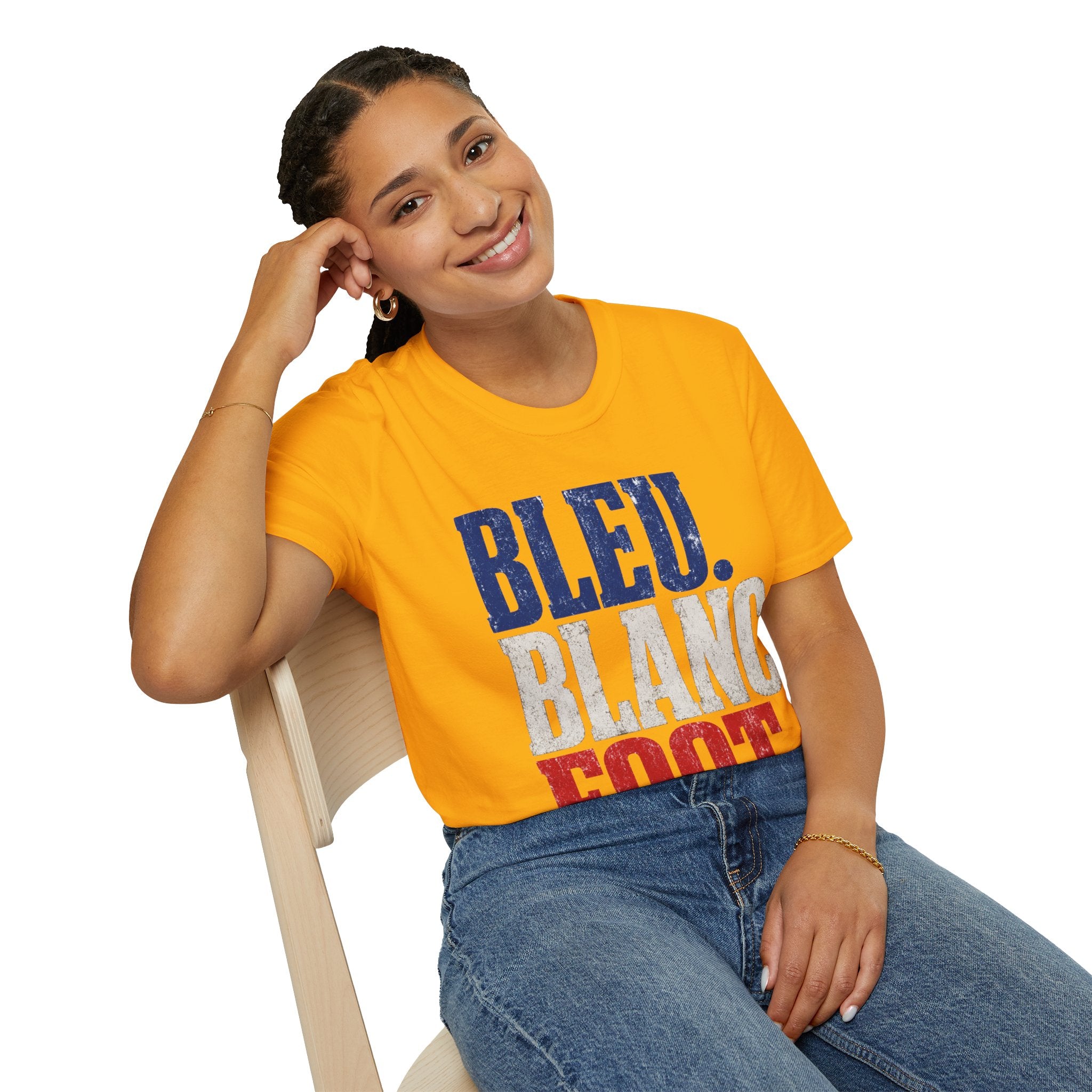 France T-Shirt — Bleu Blanc Foot Vintage French Flag Soccer Graphic Tee