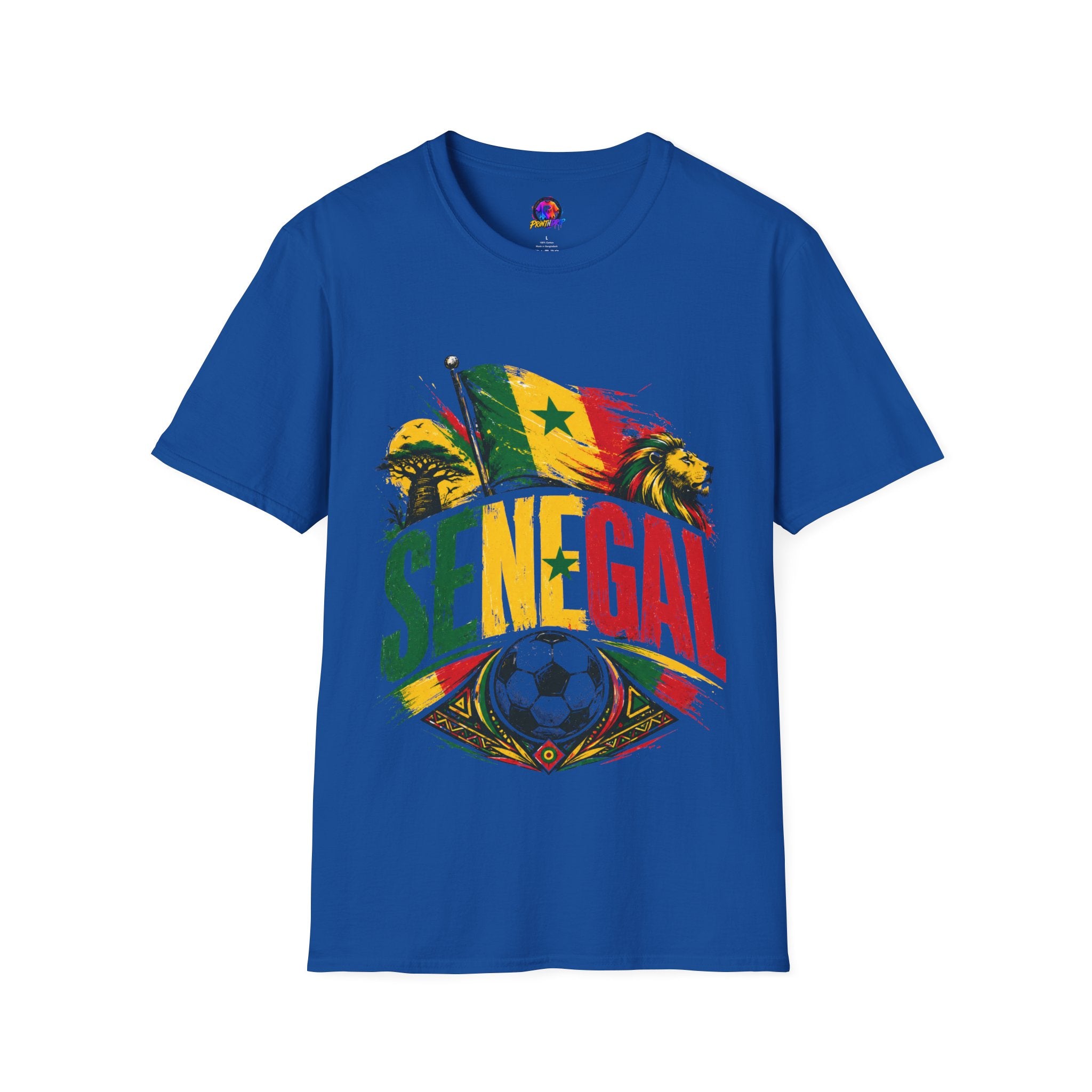Senegal Flag Soccer T-Shirt — Lion & Football Pride Tee