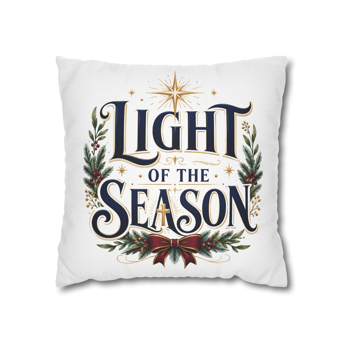 Christmas Holiday Throw Pillowcase— "Light of the Season" Decorative Cushion