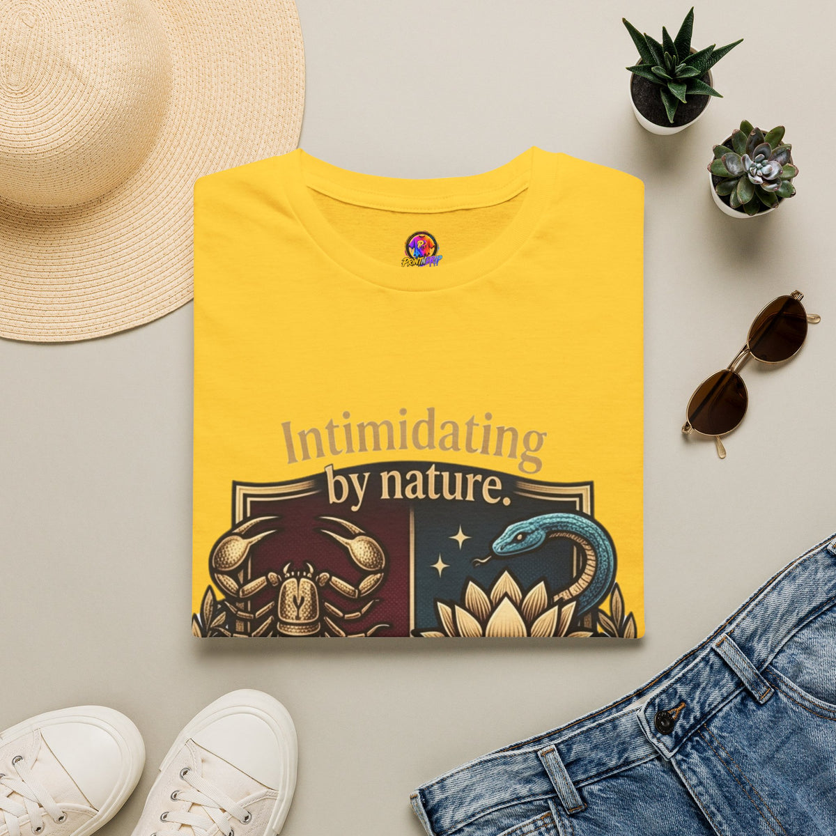 Intimidating by Nature T-Shirt — Scorpion & Snake Badge Design