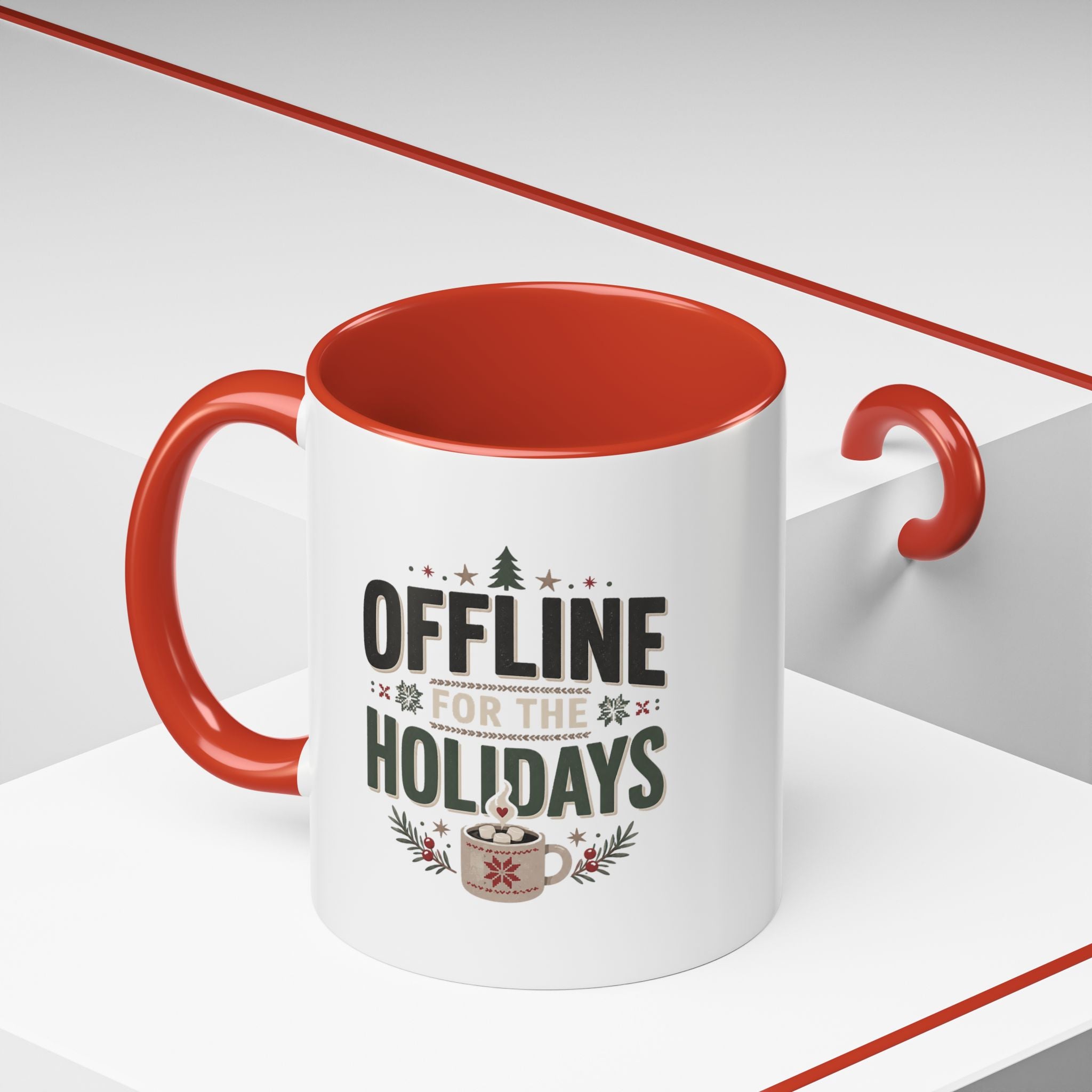 Christmas Holiday Coffee Mug — “Offline for the Holidays” Accent Ceramic Mug