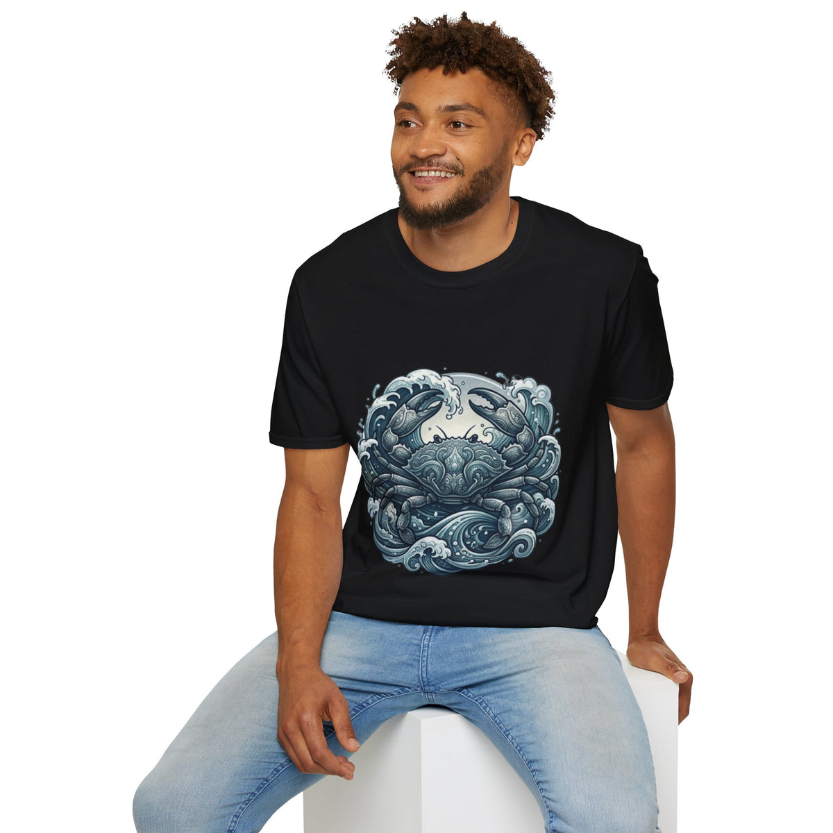Cancer Zodiac Crab & Waves T-Shirt — Nautical Ocean Art Tee