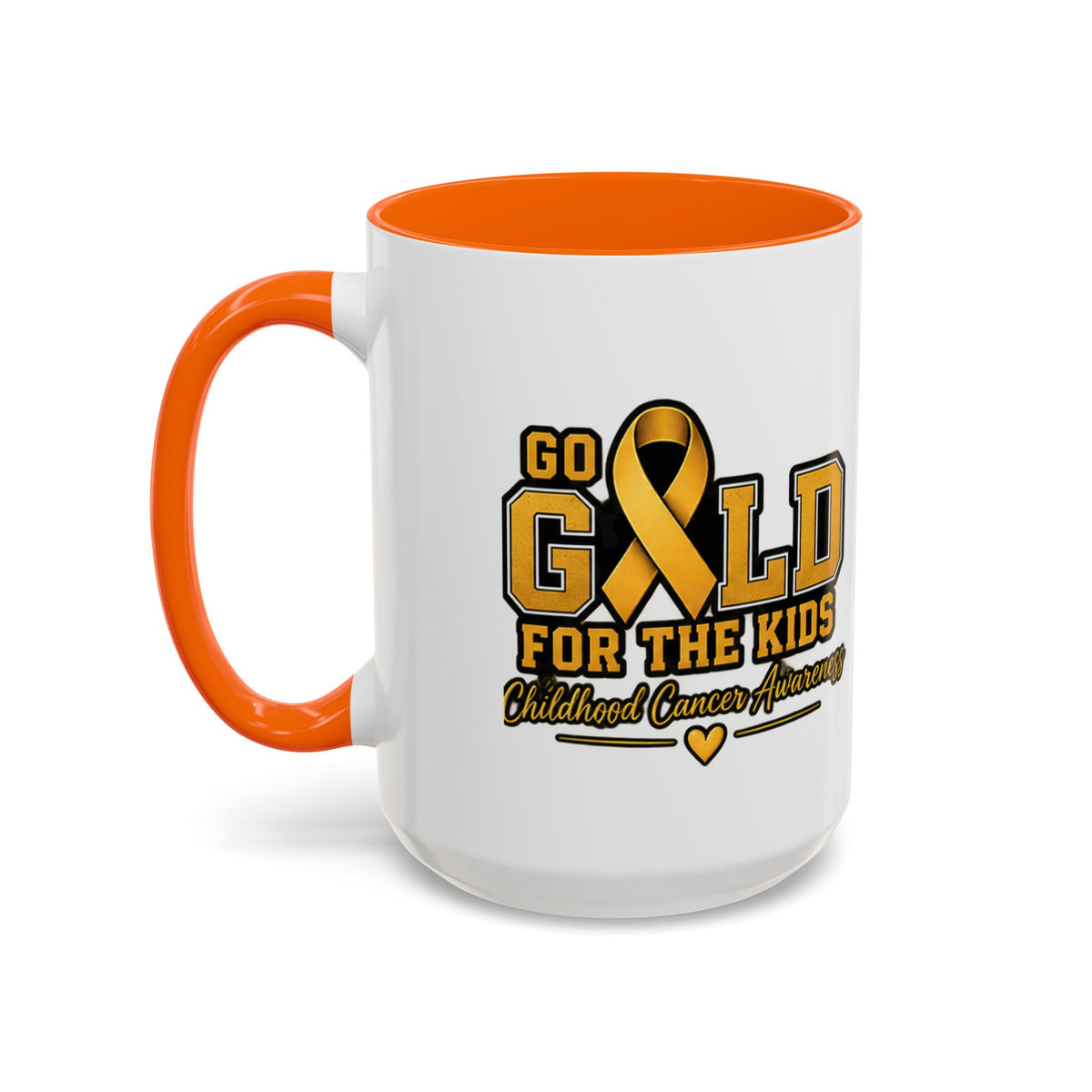 Gold For The Kids Coffee Mug — Childhood Cancer Awareness Accent Mug (11/15oz)