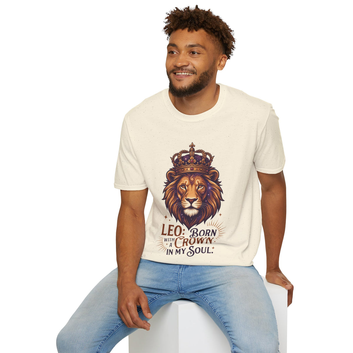 Leo Zodiac Lion T-Shirt — "Born with a Crown in My Soul" Zodiac Graphic Tee
