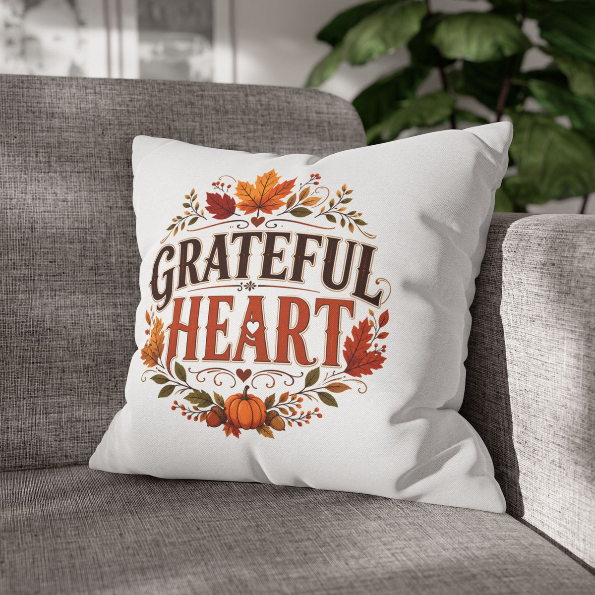 Thanksgiving Grateful Heart Fall Pillowcase - Thanksgiving Autumn Decorative Throw Cover