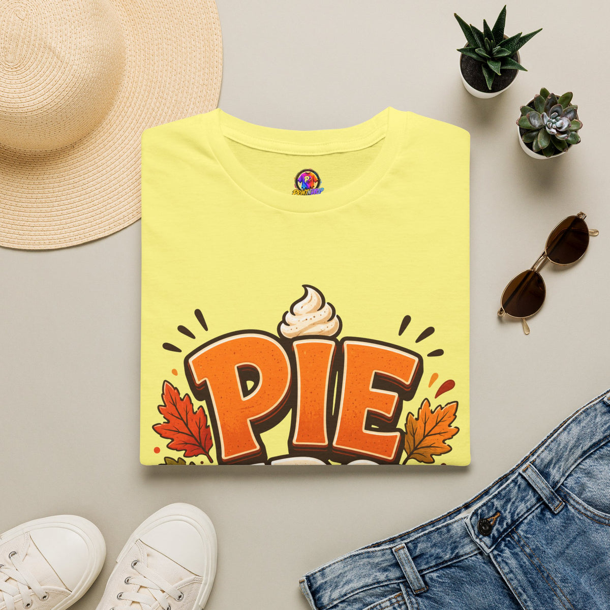 Thanksgiving T-Shirt Pie First T-Shirt — Funny Thanksgiving Pumpkin Pie Graphic Tee