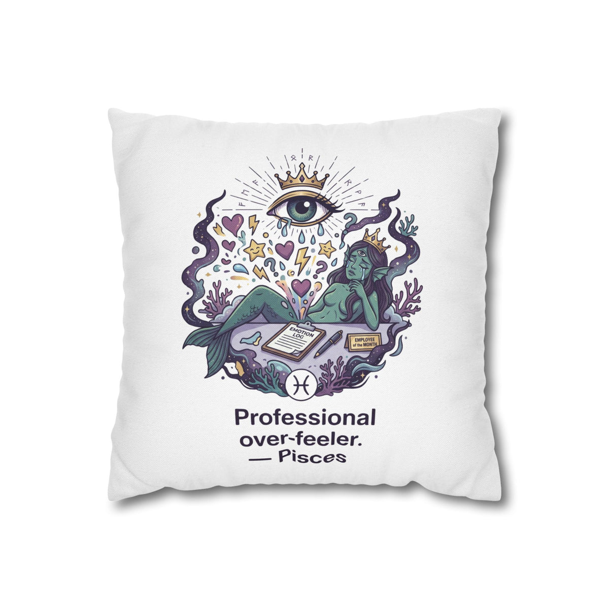 Pisces Zodiac Pillowcase — "Professional Over-Feeler" Decorative Square Pillowcase