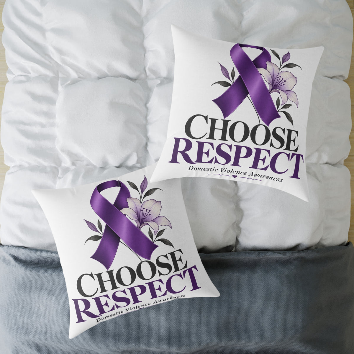 Choose Respect Purple Ribbon Throw Pillow - Domestic Violence Awareness Decor