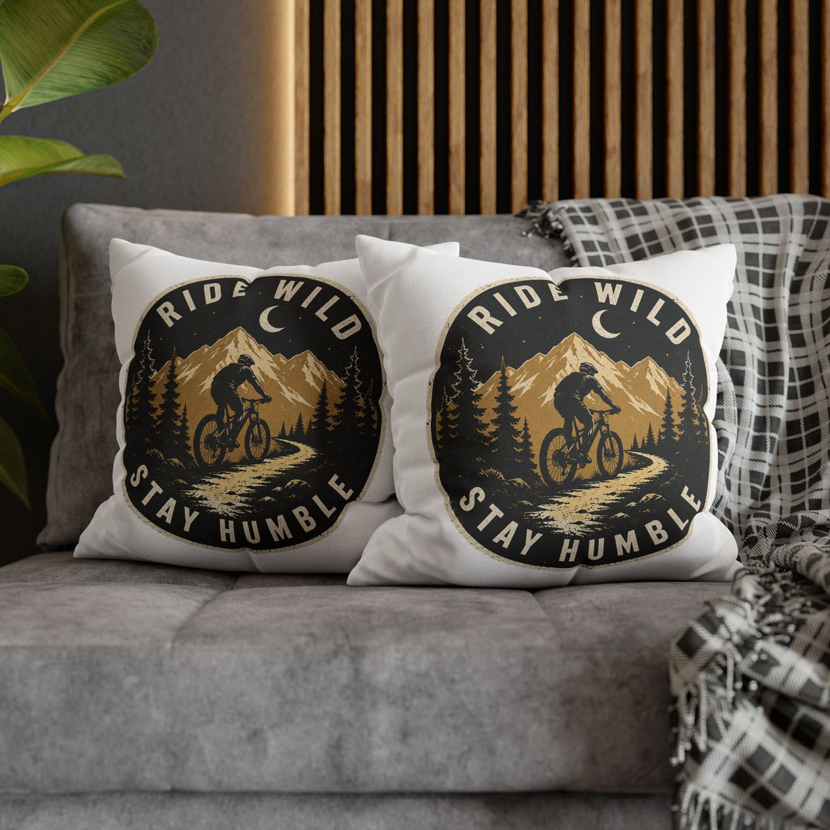 Ride Wild Stay Humble Mountain Biker Pillowcase Milo Bailey Dog Dad Mom