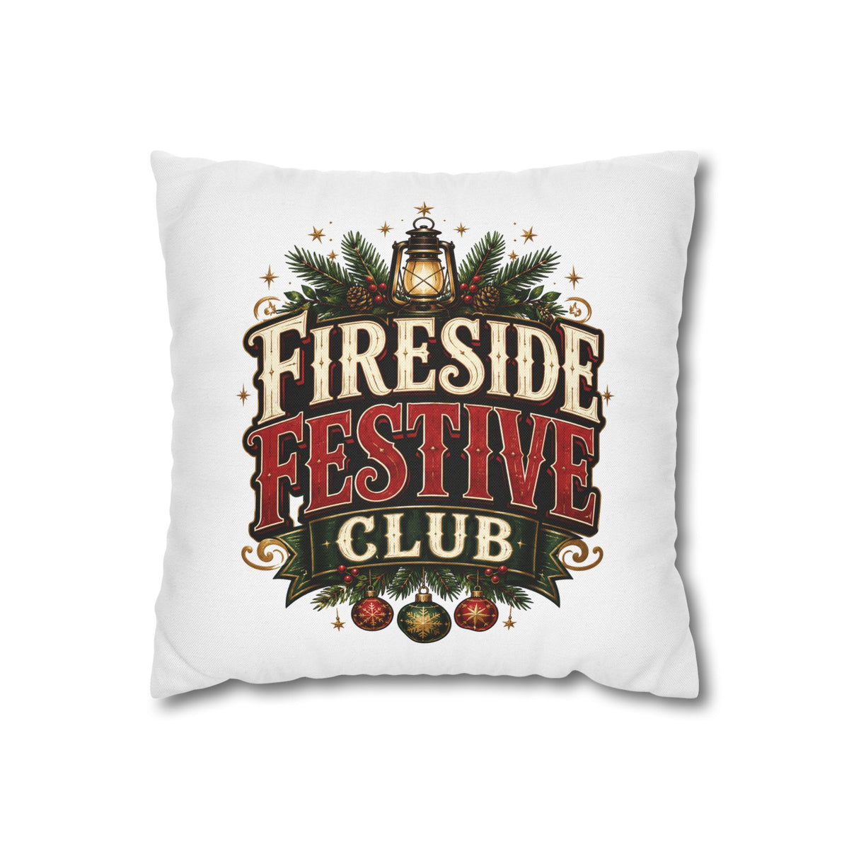 Christmas Fireside Festive Club Holiday Throw Pillowcase