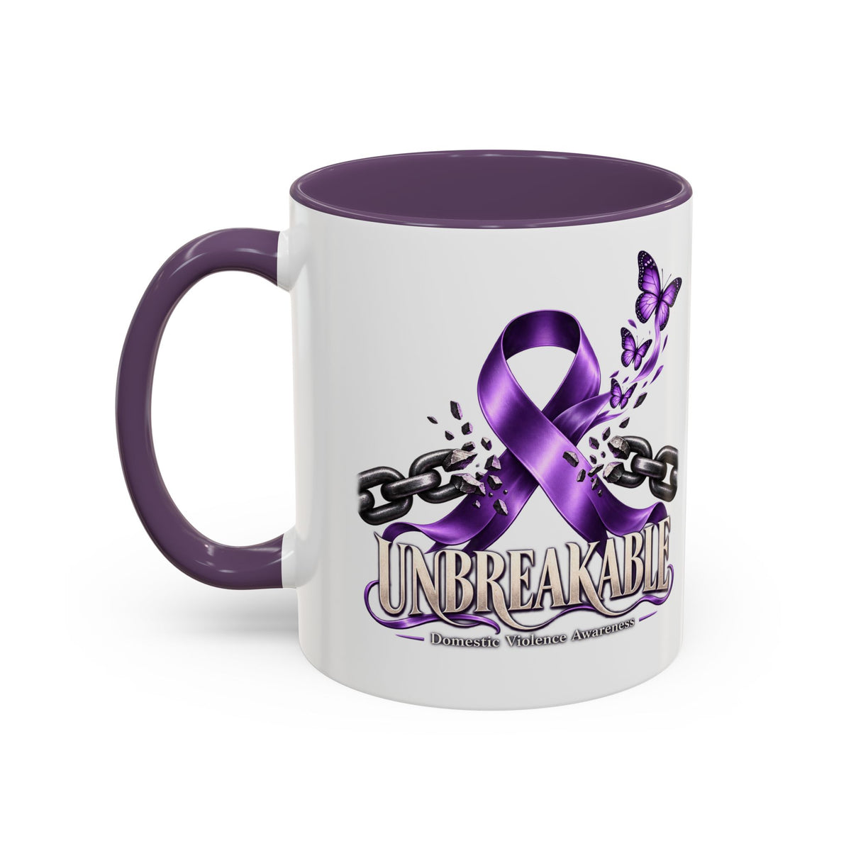 Unbreakable Purple Ribbon Coffee Mug —Domestic Violence Awareness Support Accent Mug