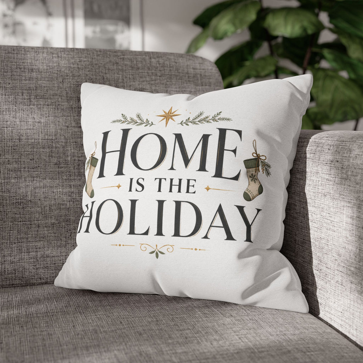 Christmas Home Is the Holiday Throw Pillowcase — Festive Holiday Decorative Pillow Cover