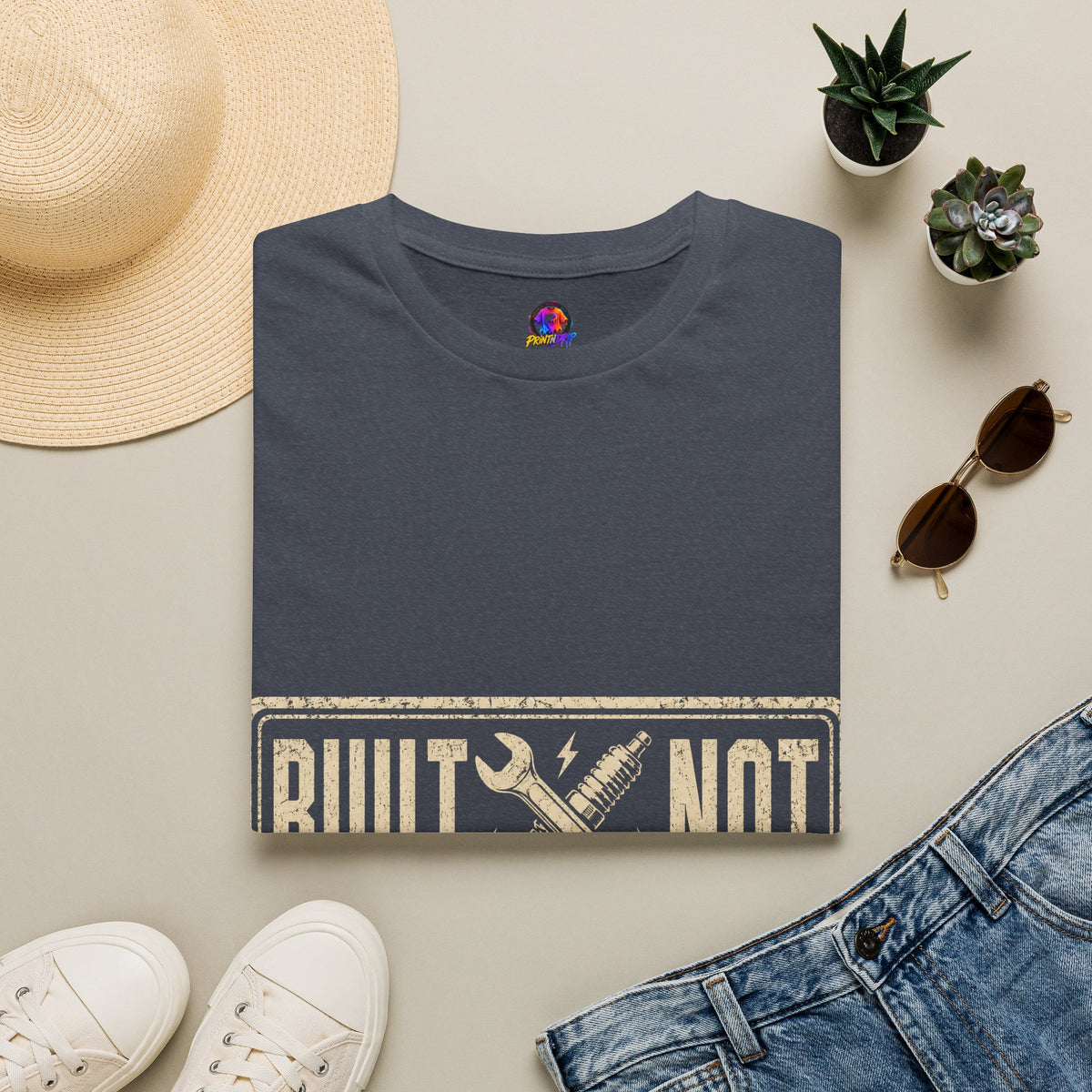 Built Not Bought T-Shirt — Vintage Mechanic Workwear Tee