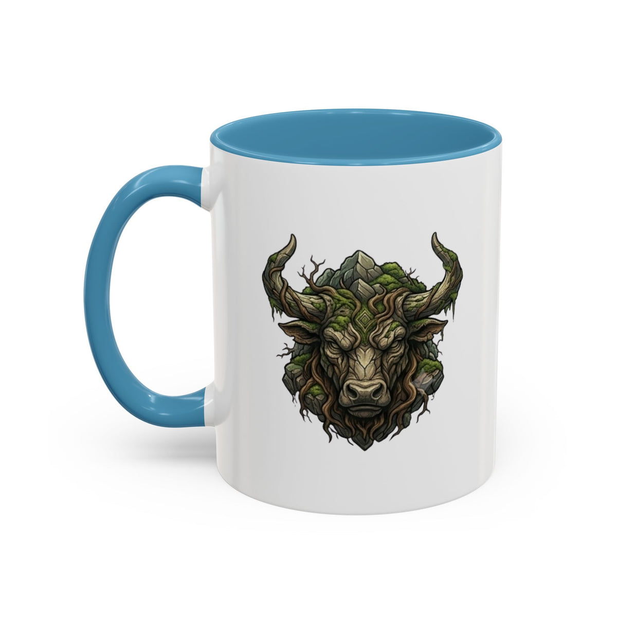 Taurus Bull Nature Coffee Mug — Rustic Green Bull Head Accent Mug