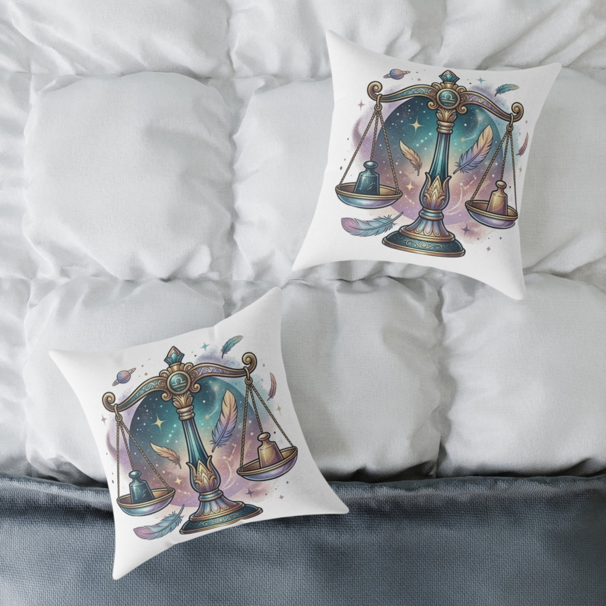 Balance Libra Zodiac Pillow  Astrological Square Poly Canvas Pillow