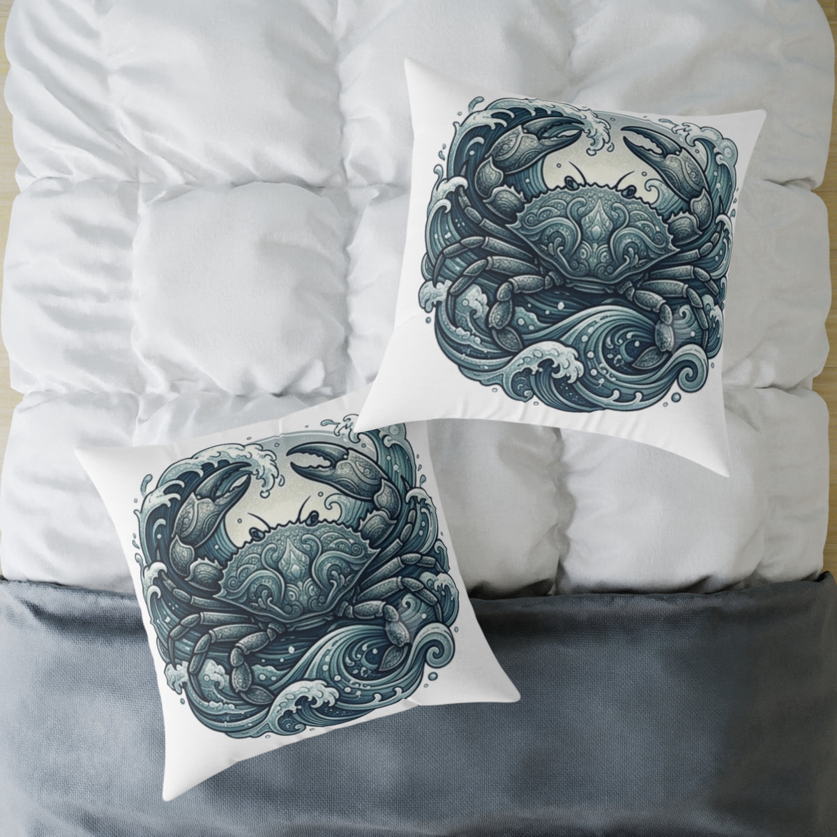 Cancer Zodiac Crab Ocean Art Pillow — Nautical Decorative Throw Pillow